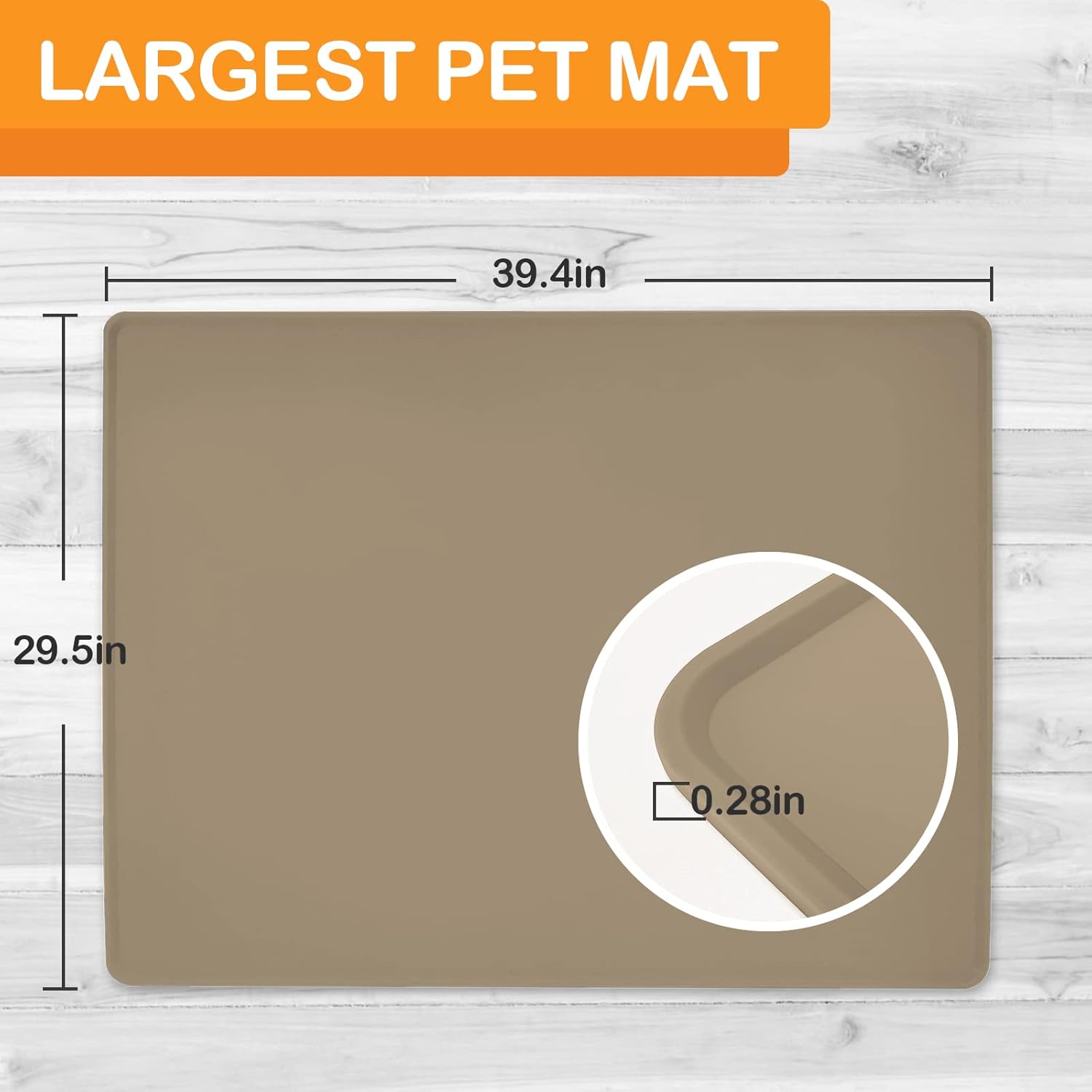 KVK Tapete de agua para perros de 39.4 x 29.5 pulgadas, extra grande, tapete de silicona para cuencos para perros, impermeable, antideslizante,