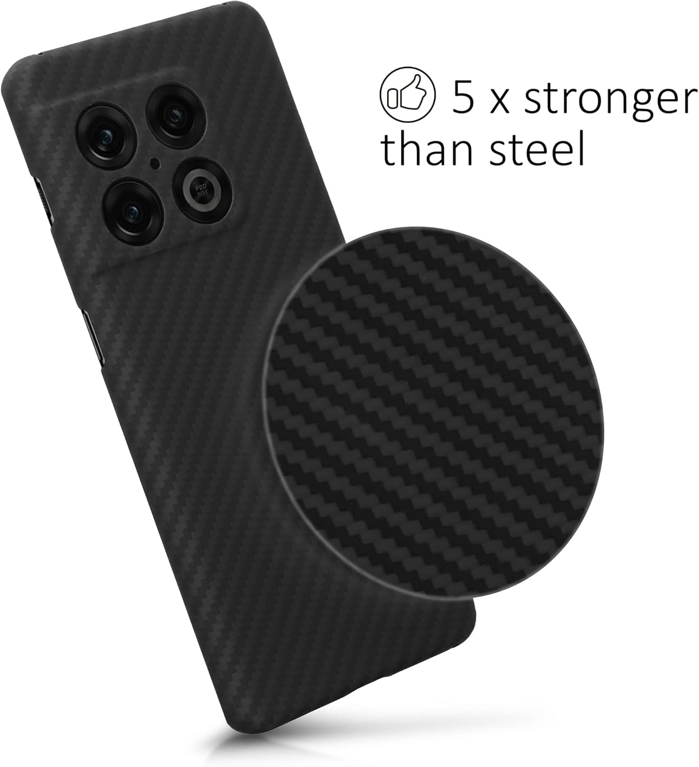 kalibri Funda de fibra de aramida compatible con OnePlus 10 Pro 5G, funda protectora súper delgada y fuerte, color negro mate