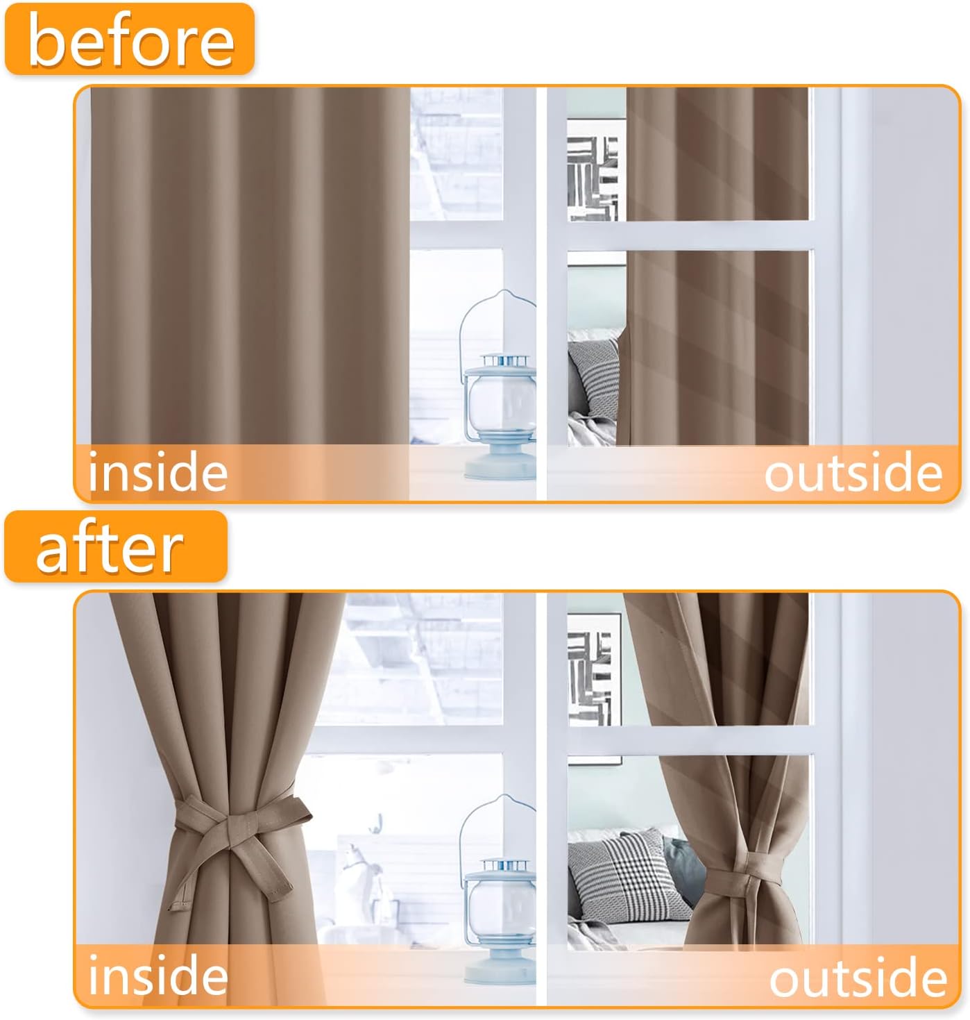 Hiasan Cortinas opacas con ojales para dormitorio, 60 x 72 pulgadas, cortinas de ventana con aislamiento térmico y bloqueo de luz para sala de