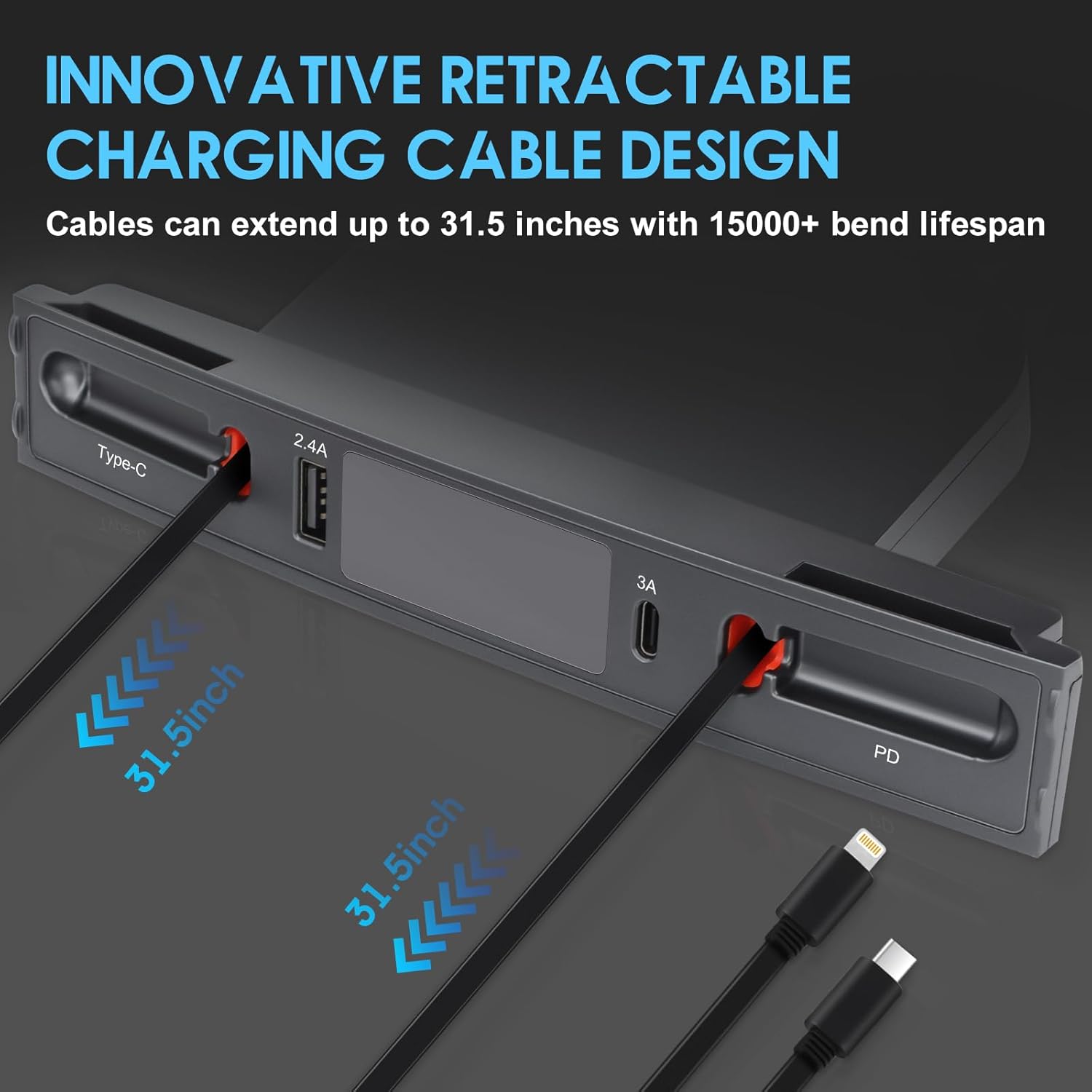 para Tesla USB Hub, estación de acoplamiento para Tesla Modelo Y Modelo 3 Accesorios 2023 2022 2021, cargador rápido con cable de carga retráctil