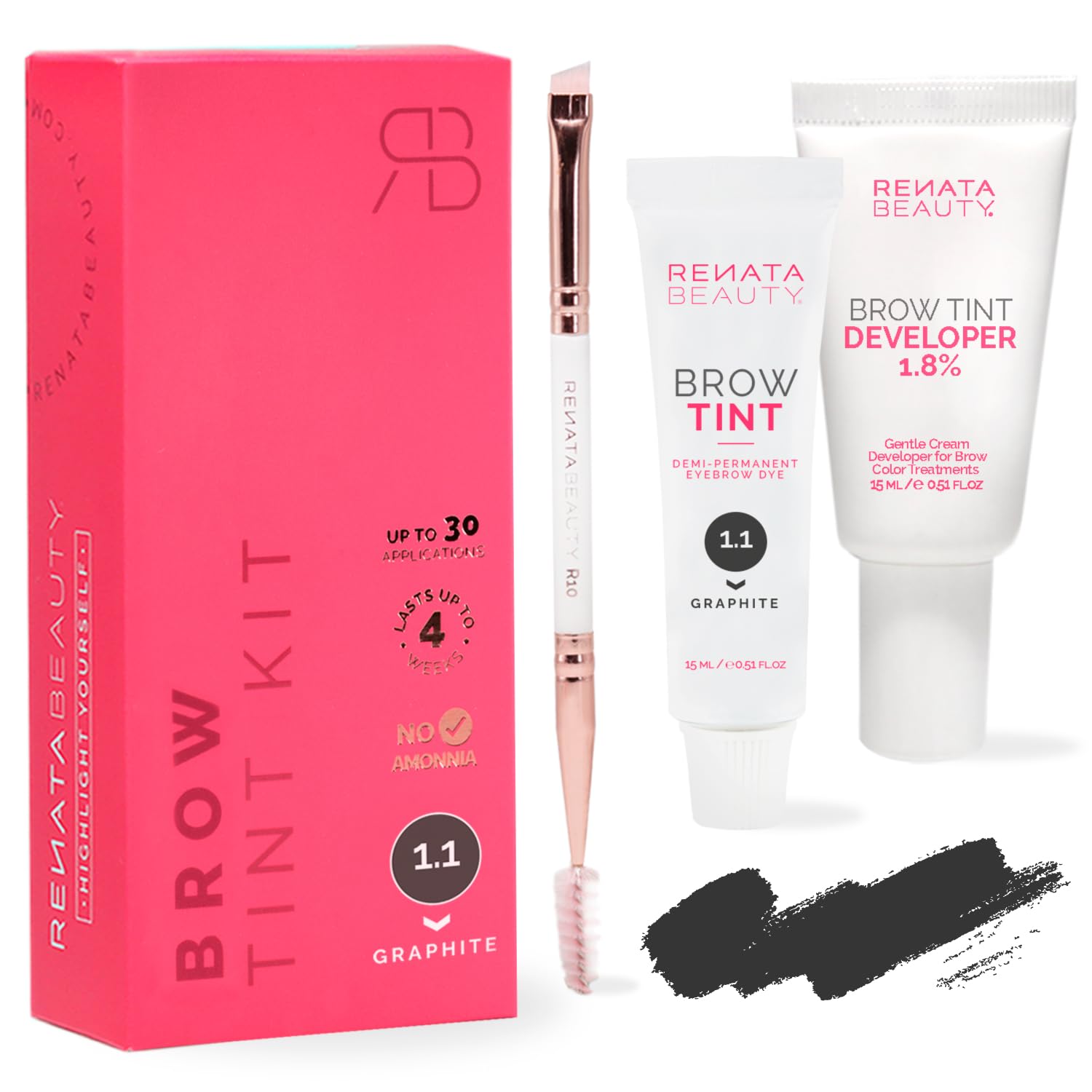 RB RENATA BEAUTY Kit de tinte de cejas  Juego de tinte para cejas  Kit de tinte con tinte de color, revelador de crema y cepillo de peinado  Efecto