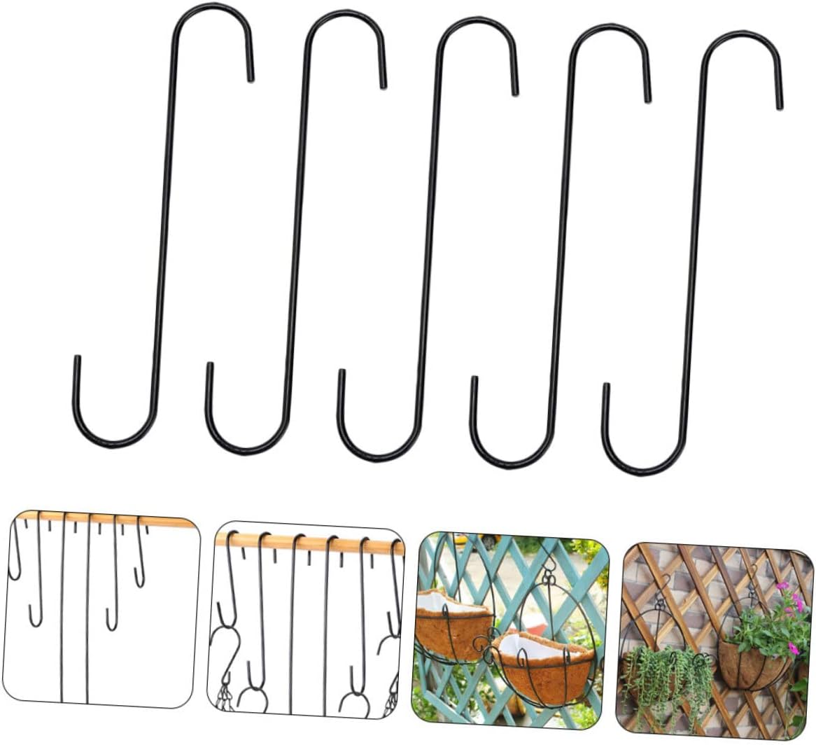 GANAZONO 5 ganchos de jardín para ventana, comederos de pájaros para exteriores, perchas de metal resistentes, macetas para plantas al aire libre,