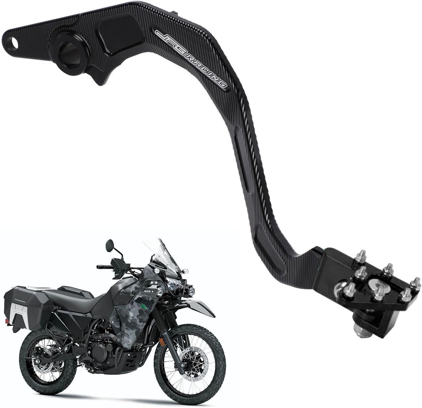 JFG RACING Palanca de pedal de freno trasero plegable para motocicleta CNC para KLR 650 KLR650 2020-2023 ADV negro