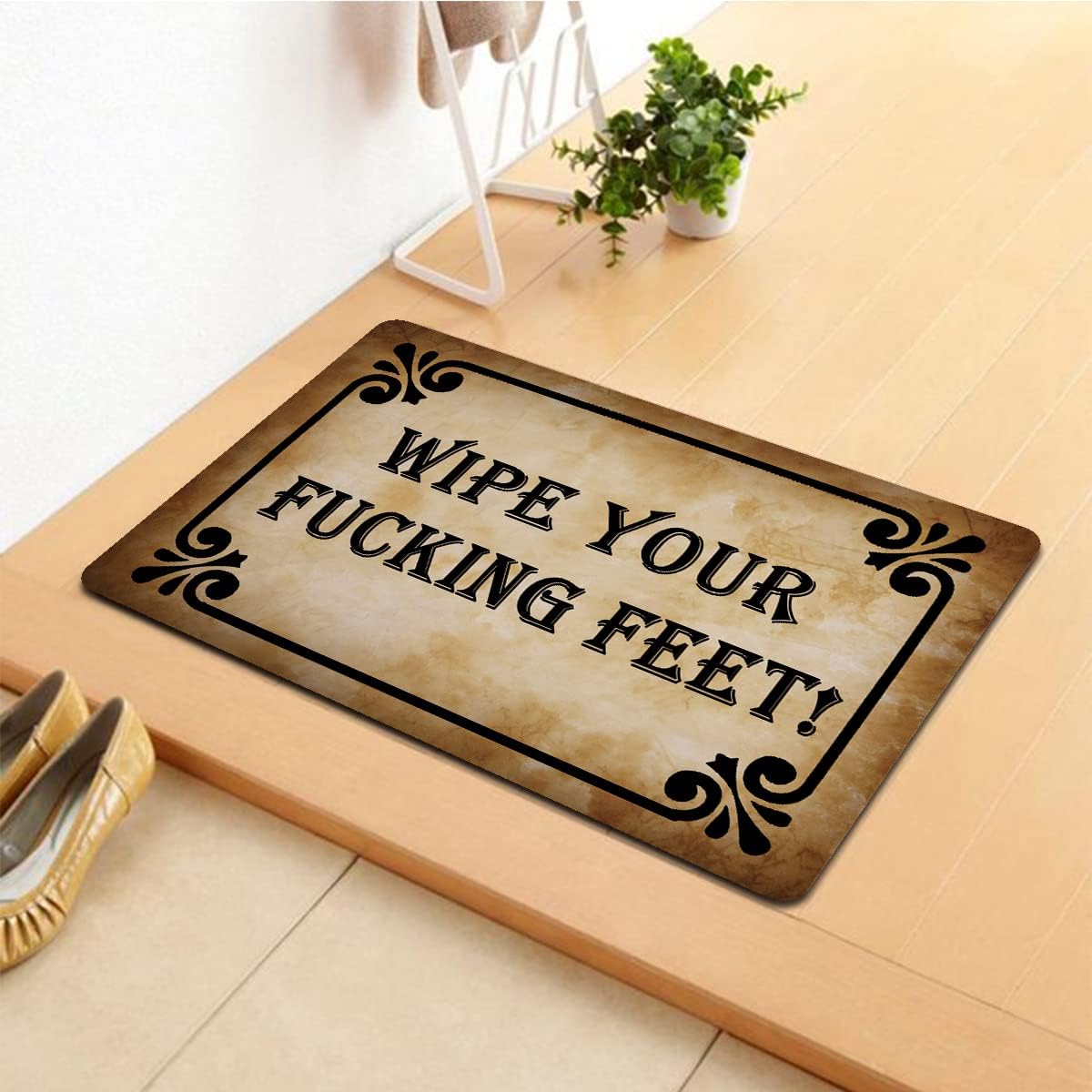 Funny Entry Rugs for Inside House Wipe Your Fucking Feet Bare Feet Sign Welcome Front Door Sign Personalized Monogram Kitchen Rugs and Mats with