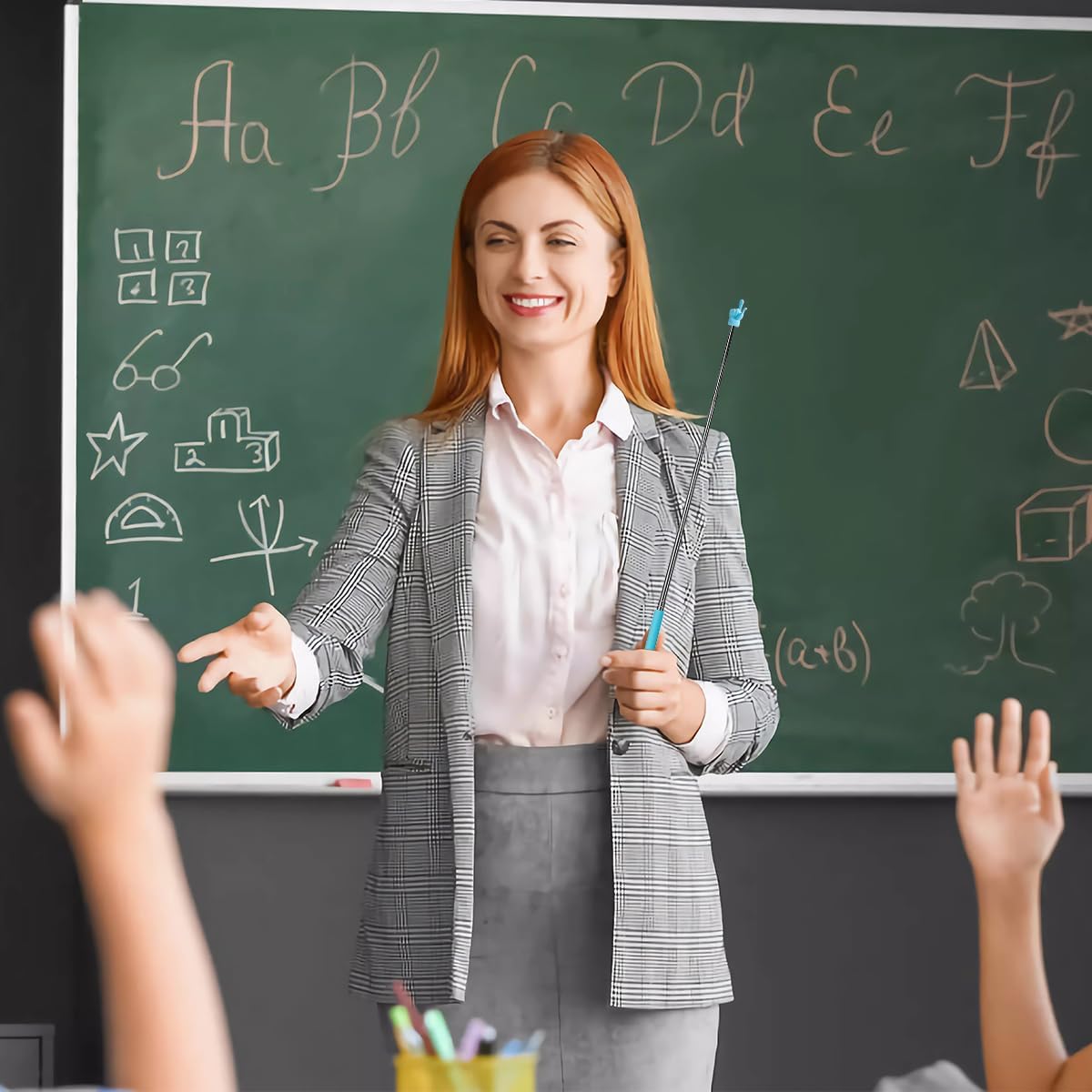 Senbos Puntero telescópico para profesores, 4 unidades de puntero extensible de enseñanza retráctil para aula, mini puntero de mano, puntero de dedo
