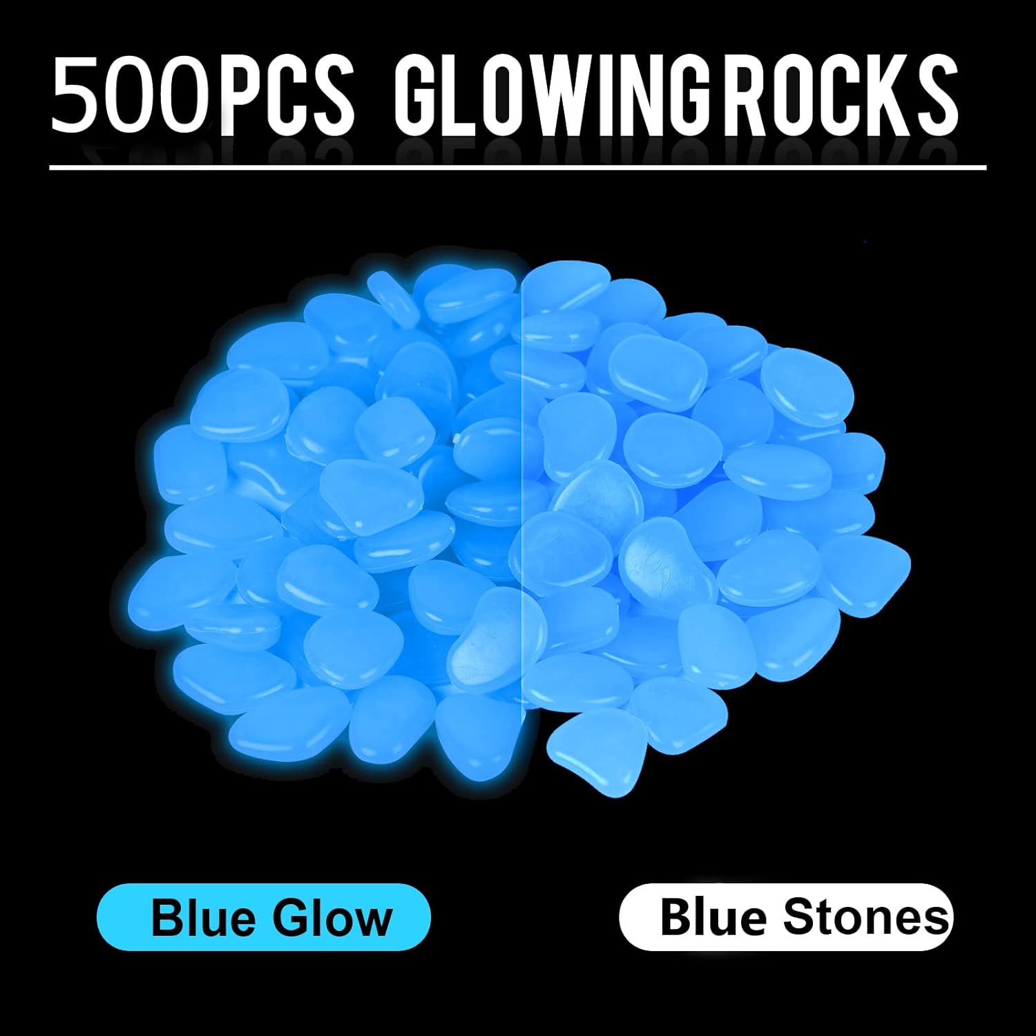 Oubest Piedras brillantes que brillan en la oscuridad, piedras brillantes de larga duración para decoración de jardín, pecera, acuario, decoración