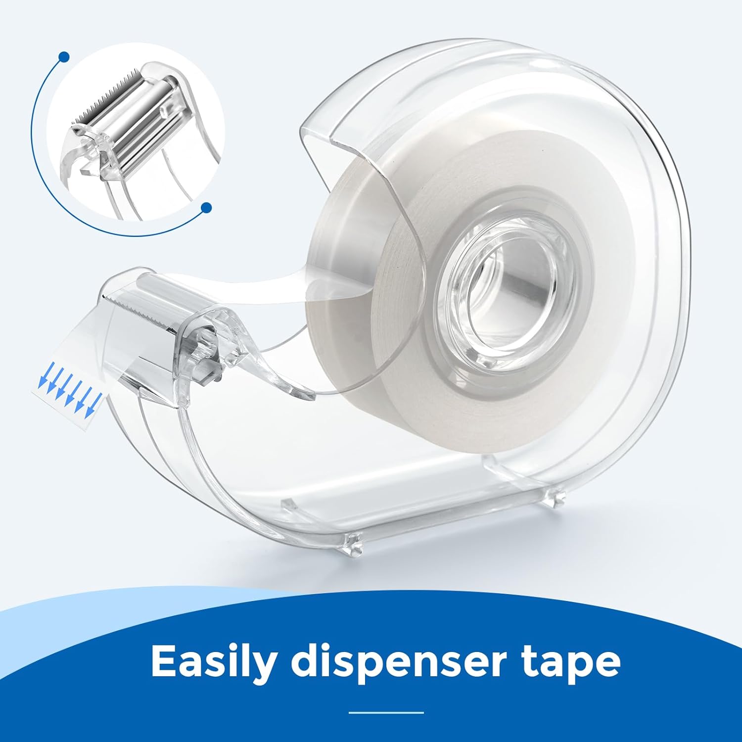 Cinta transparente con dispensador y recargas, uso para envolver regalos, hogar, escuela y oficina, 0.7 x 1000 pulgadas, paquete de 8