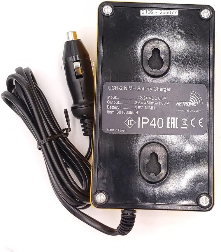 Hetronic UCH-2 Cargador de batería UCH2 Entrada 12-24VDC Salida 460mA1.03mA Cargador de batería para 2100mAh Hetronic 68300900 Batería
