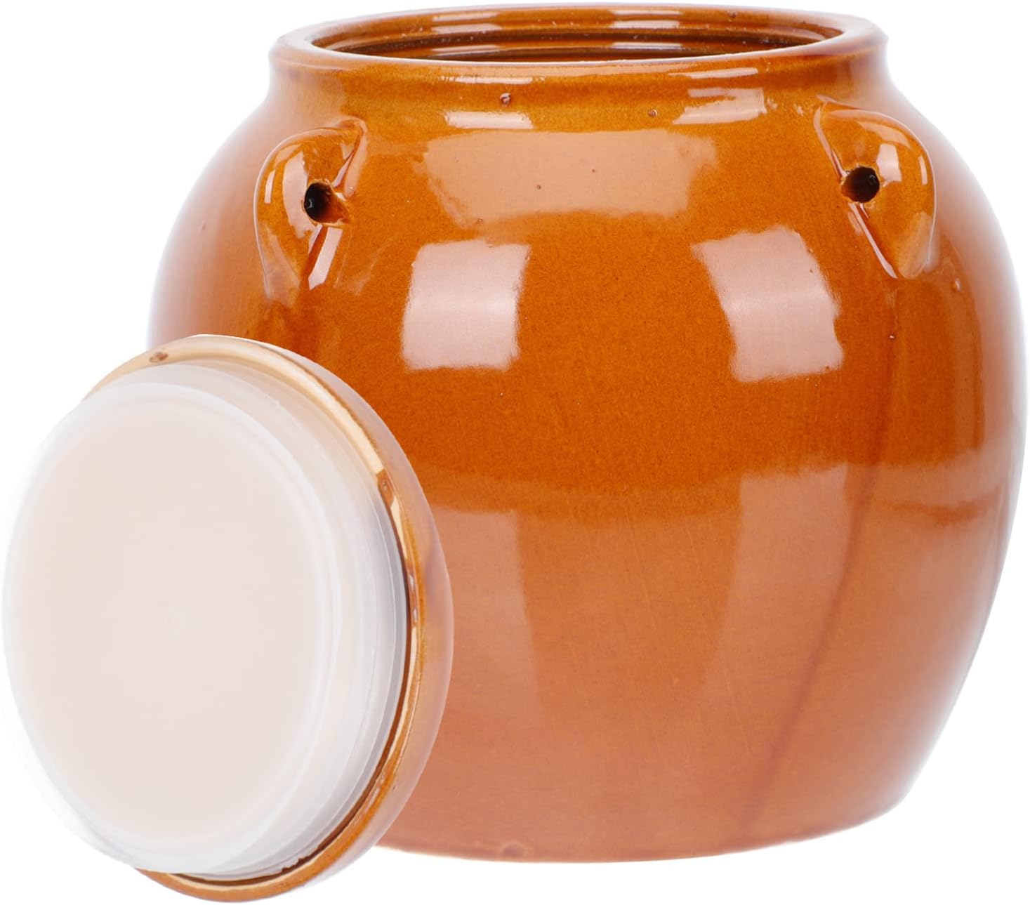 Vaguelly Contenedor de cereales de cerámica de 1 litro, recipiente de fermentación Kimchi con tapa hermética, tarro de vino para preparar, tarro de