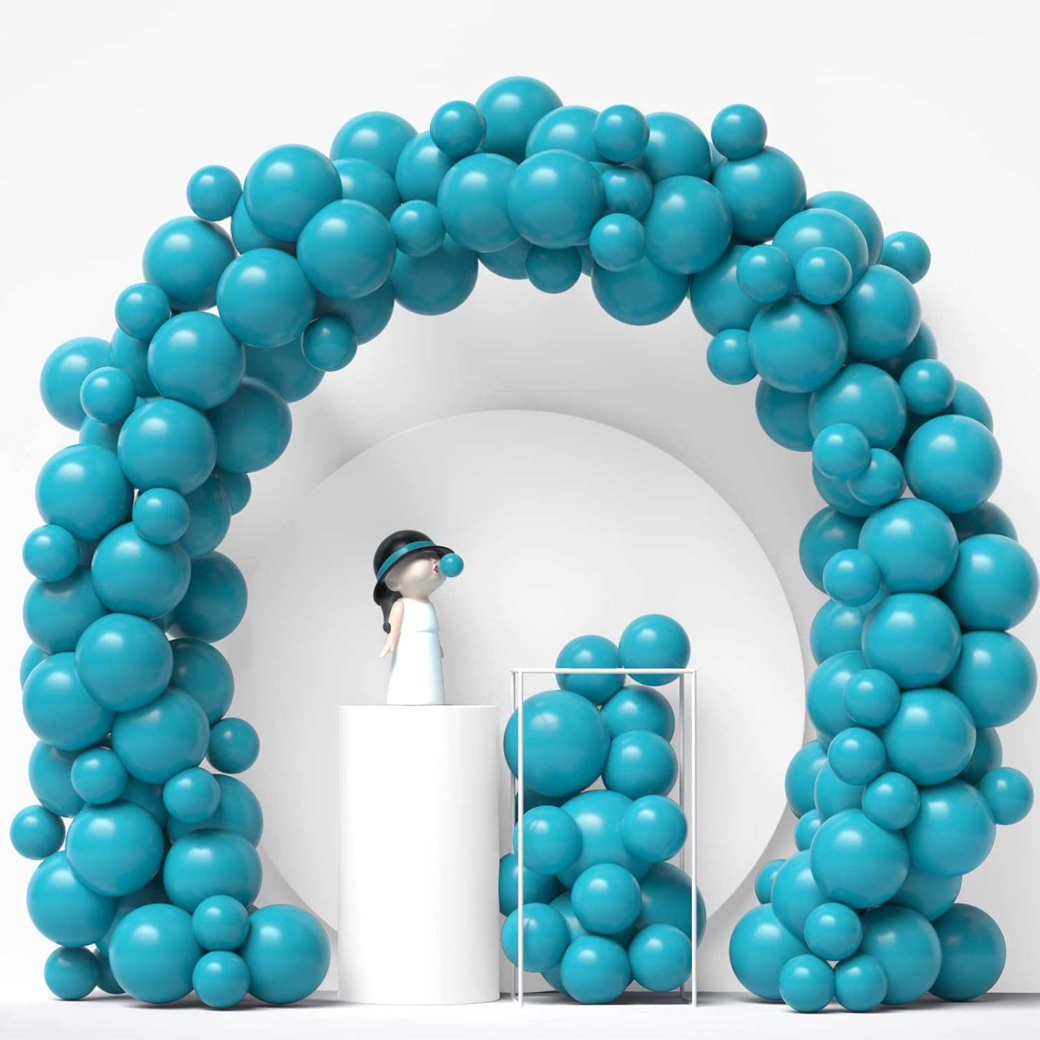 Janinus Kit de arco de guirnalda de globos azul turquesa de 12 pulgadas, 5 pulgadas, globos turquesa de diferentes tamaños, 80 unidades para baby