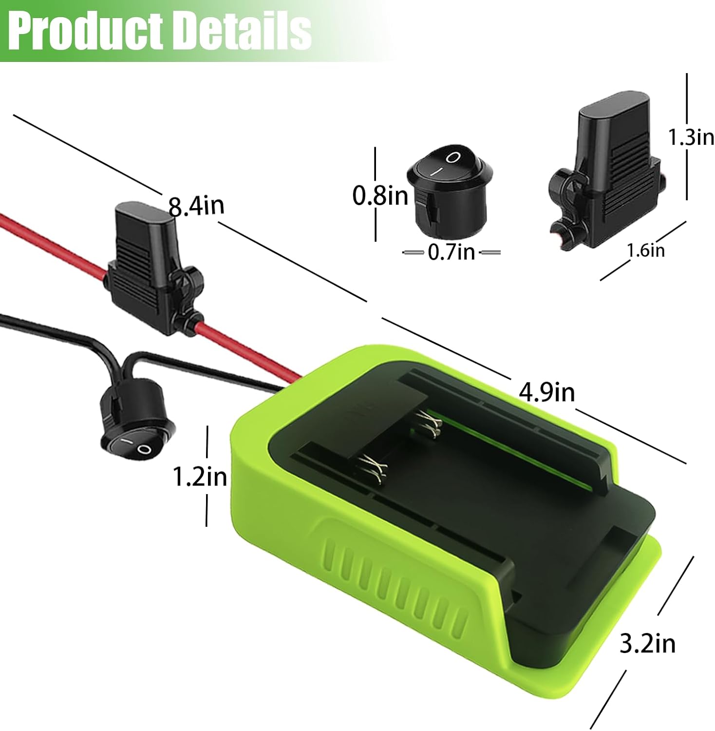 Adaptador de bricolaje para rueda eléctrica Ryobi 40 V batería de iones de litio Dock conector de alimentación Cable Robótica Cable calibre 14, con
