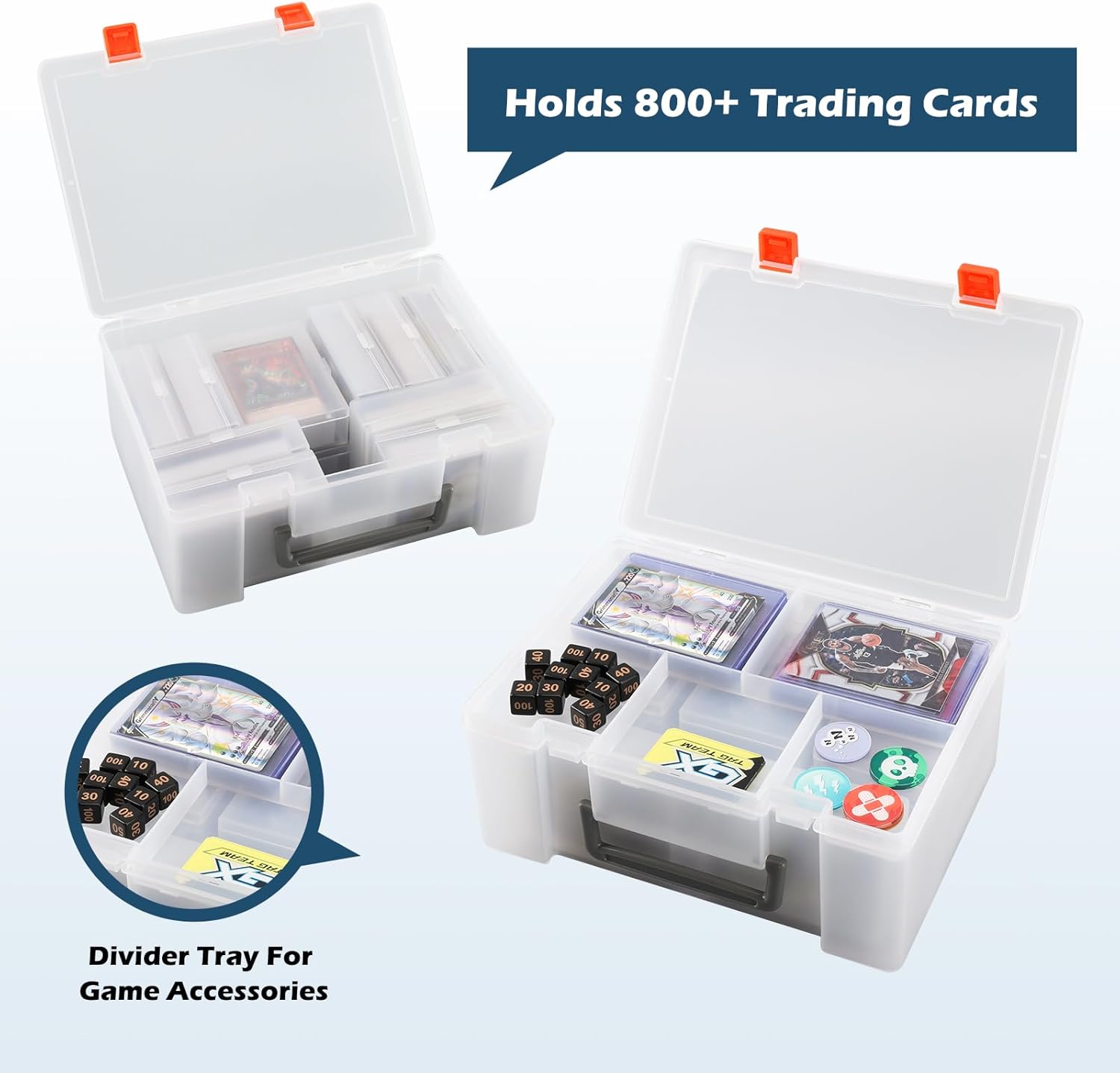 Saichotoy Caja de almacenamiento de tarjetas coleccionables organizador de tarjetas para más de 800 tarjetas de Pokemon, MTG, Yugioh, TCG con 11