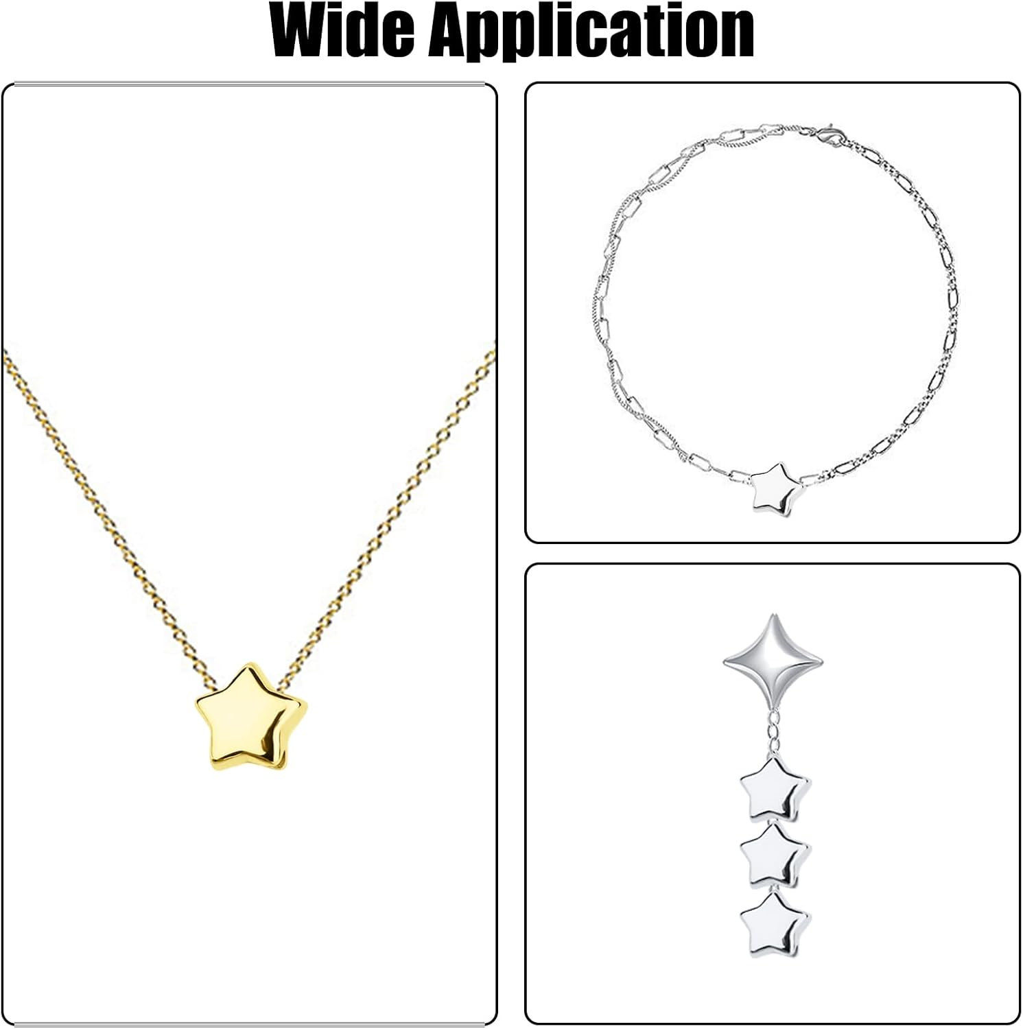 Kit de 400 cuentas espaciadoras de estrella, cuentas en forma de estrella de 0.23 pulgadas con cuerda de cuentas, accesorios para hacer pulseras,