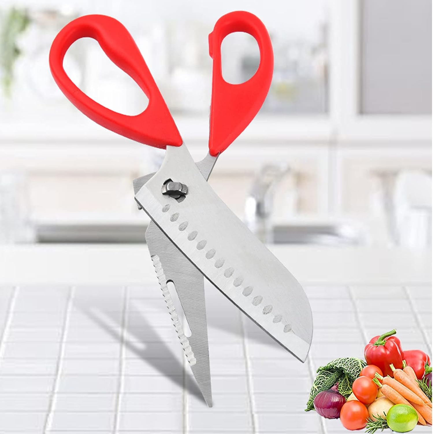 XBLDMJY Tijeras de cocina resistentes Tijeras desmontables Tijeras de cocina multifunción de acero inoxidable (verde)