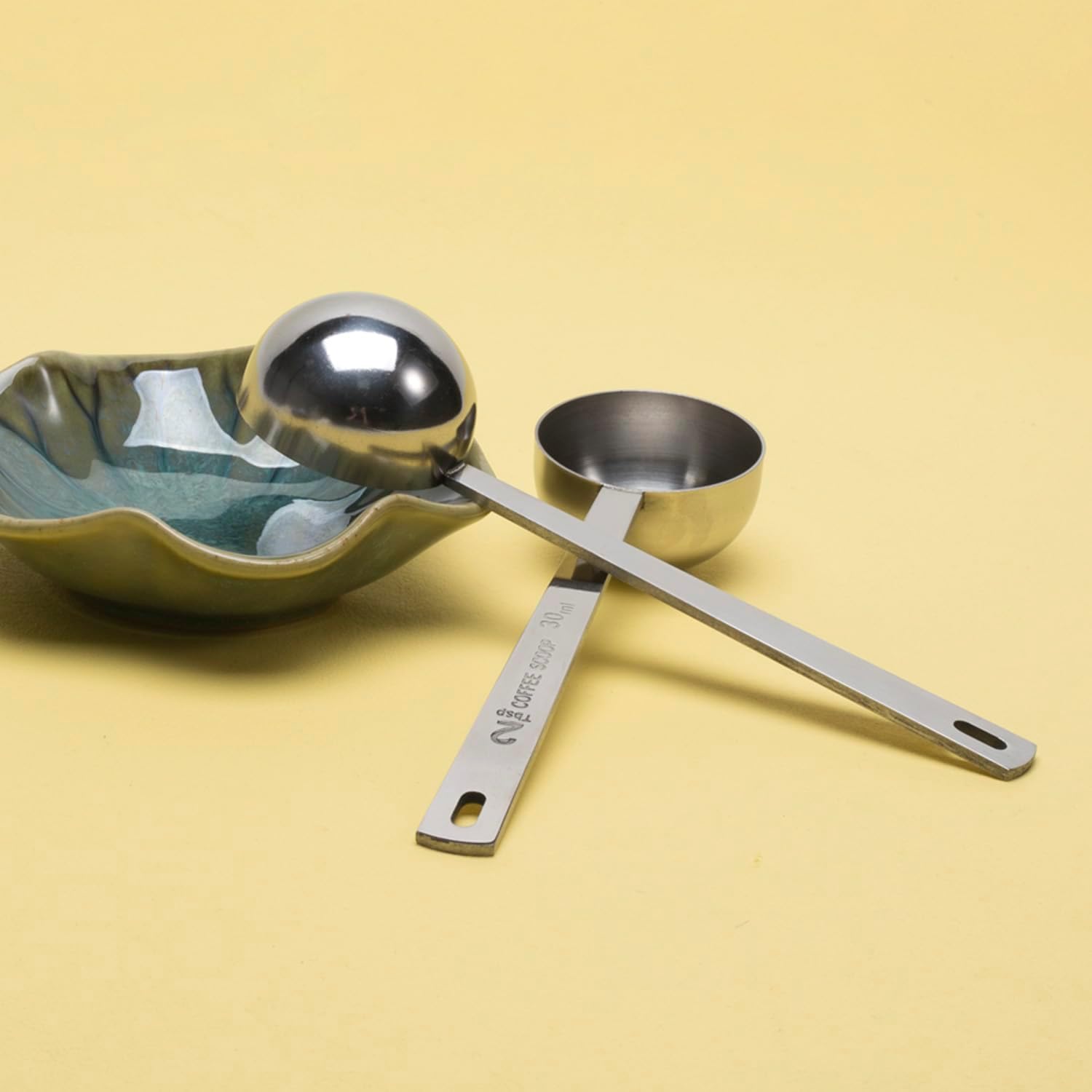 ASUNFO 2 cucharas medidoras de café de acero inoxidable 304, cuchara de mango largo, 2 cucharadas para café molido, té, azúcar en polvo, cocina
