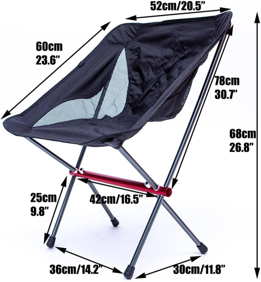 LSLANSOON Silla de camping plegable con marco de aluminio, compacta y portátil con bolsa de transporte para senderismo al aire libre, pesca,