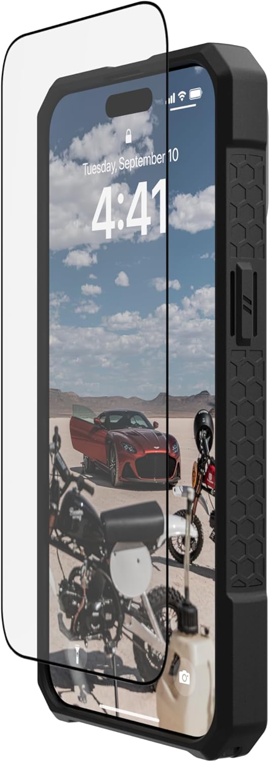 URBAN ARMOR GEAR UAG – Protector de pantalla compatible con iPhone 15 Pro Max de 6.7 pulgadas, vidrio templado doble 9H, ultra transparente, HD,