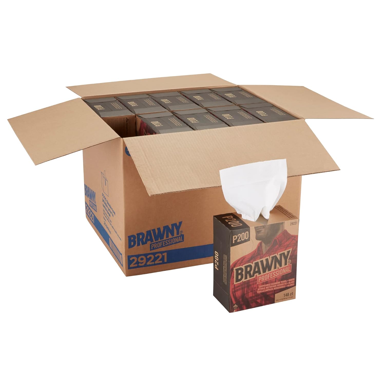 Brawny Professional P200 – Toalla de limpieza desechable de GP PRO (Georgia-Pacific), 29221, 14 pliegue, blanco, 2960 unidades (148 toallas por