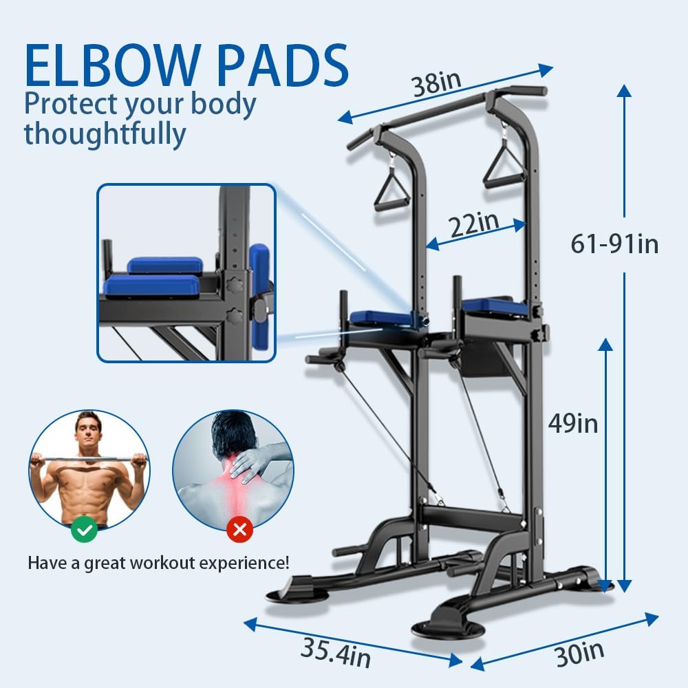 Power Tower – Estación de dominadas y inmersión multifunción para entrenamiento de fuerza en el hogar, estación de entrenamiento de fitness, altura