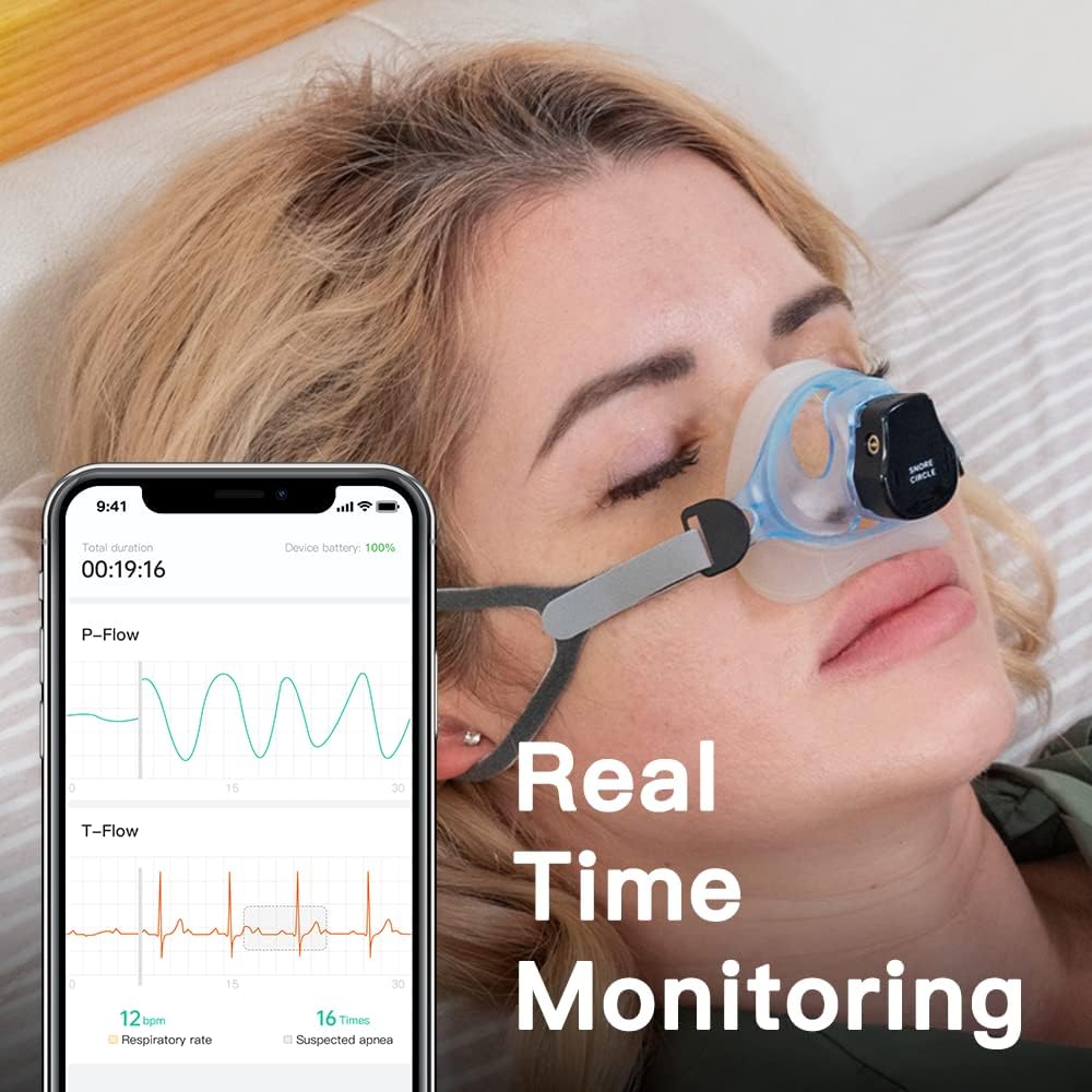 Monitor de respiración del sueño, seguimiento del flujo de aire en tiempo real y análisis de datos del sueño para mejorar el sueño, monitorear la