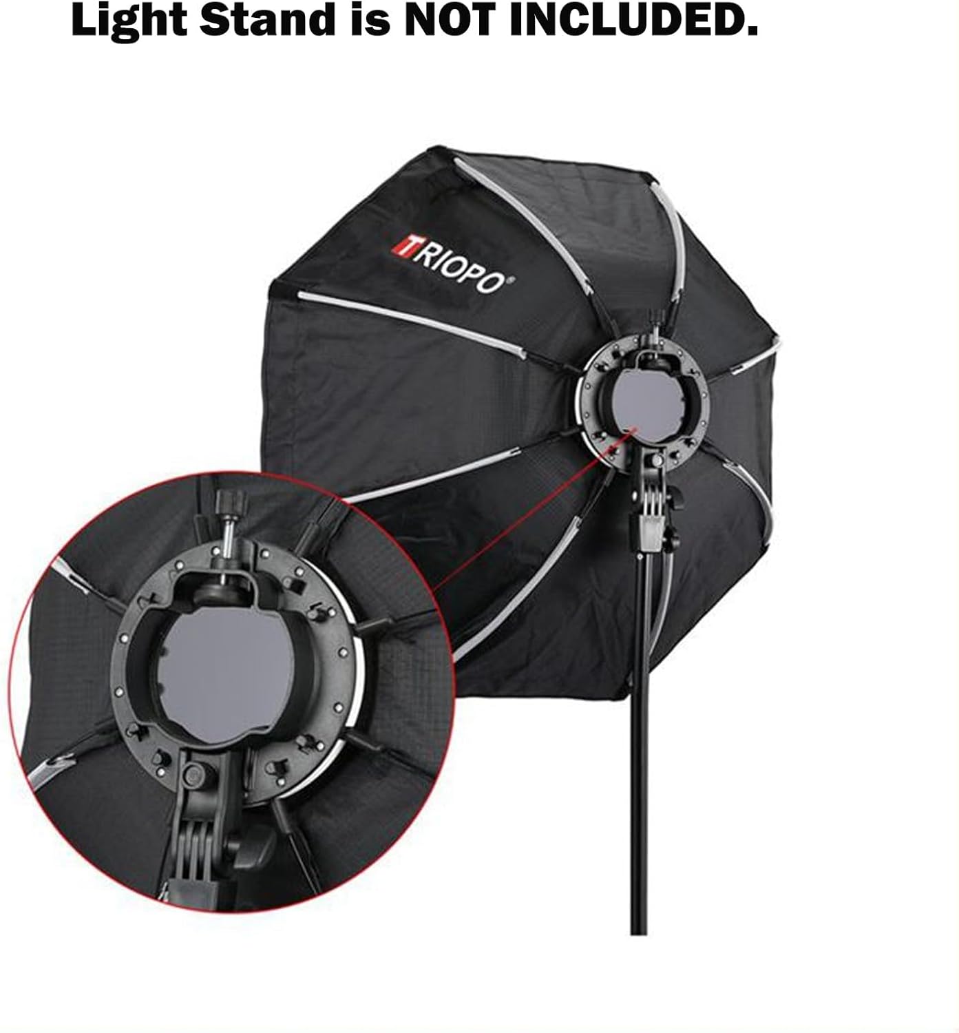 Triopo KX65 – Caja blanda de 25.6 pulgadas con rejilla de panal, paraguas octágono, caja de luz para Godox V1 AD200Pro, cabeza redonda, flash