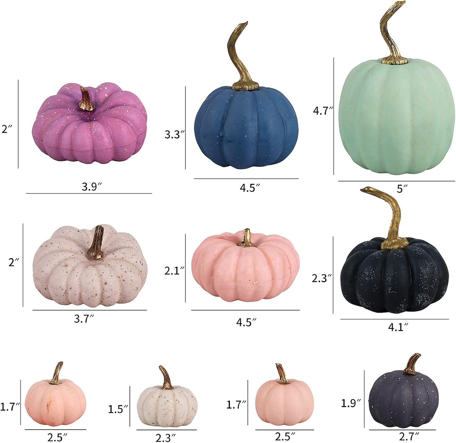 18 calabazas artificiales pequeñas de espuma falsa a granel, decoración de calabaza de otoño rosa y azul, decoraciones para el hogar, festivales,