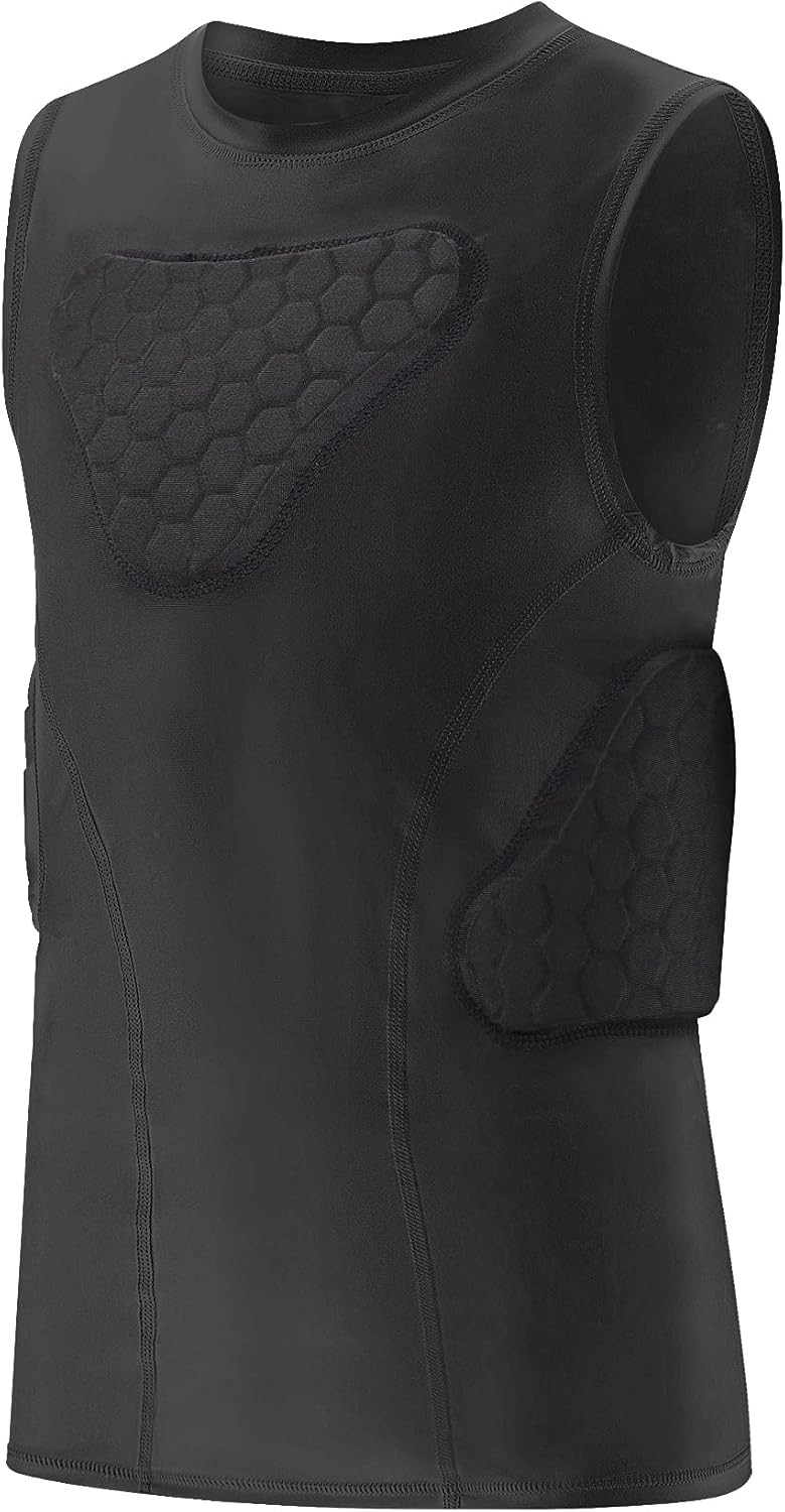 Youth Padded Shirt Football Rib Protector Chest Heart Guard Shirt Kids Boy Girl Vest for Rugby Baseball Softball
