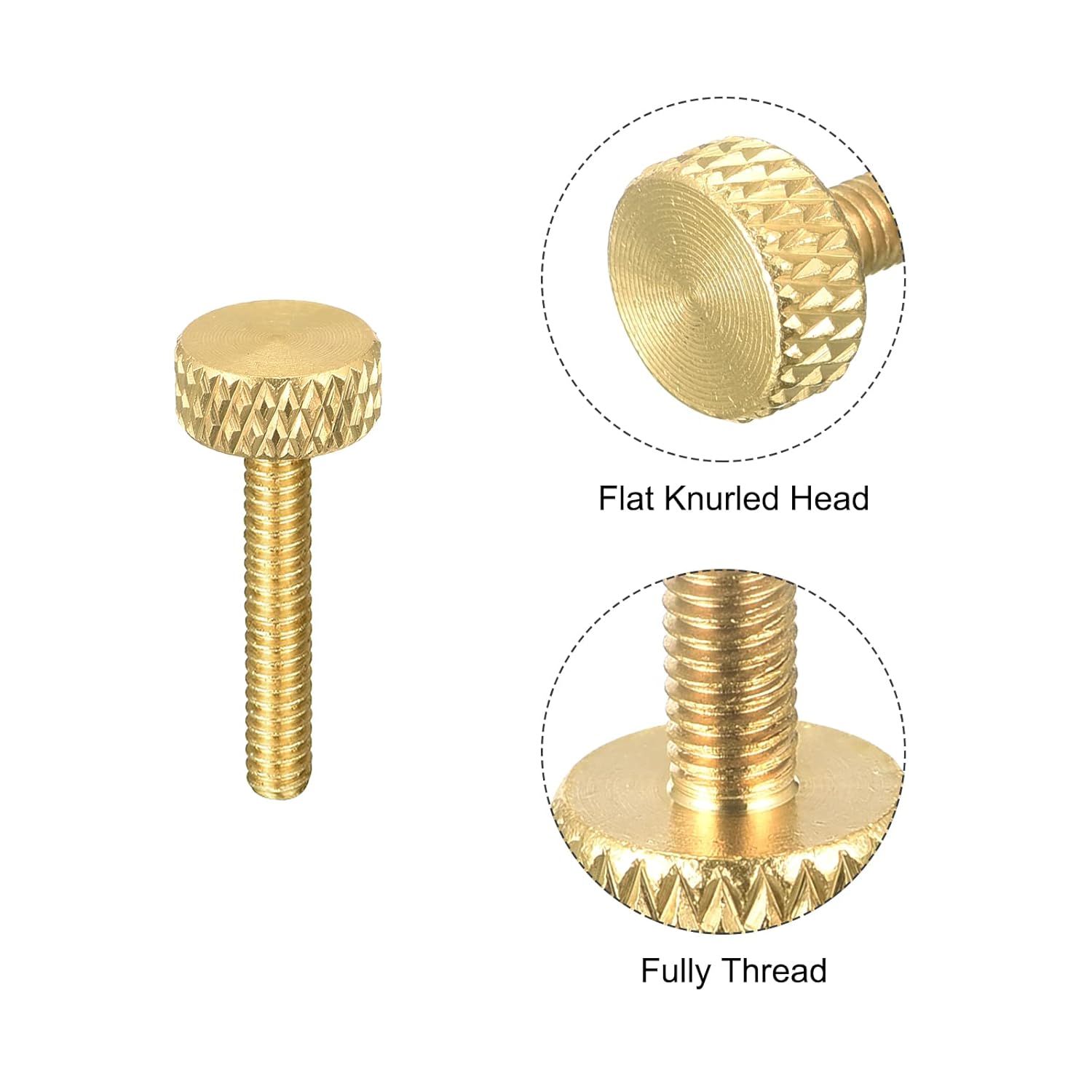 uxcell 5 tornillos moleteados de latón, M3x16mm Flat Grip Bolt Perillas sujetadores para electrónicos, mecánicos