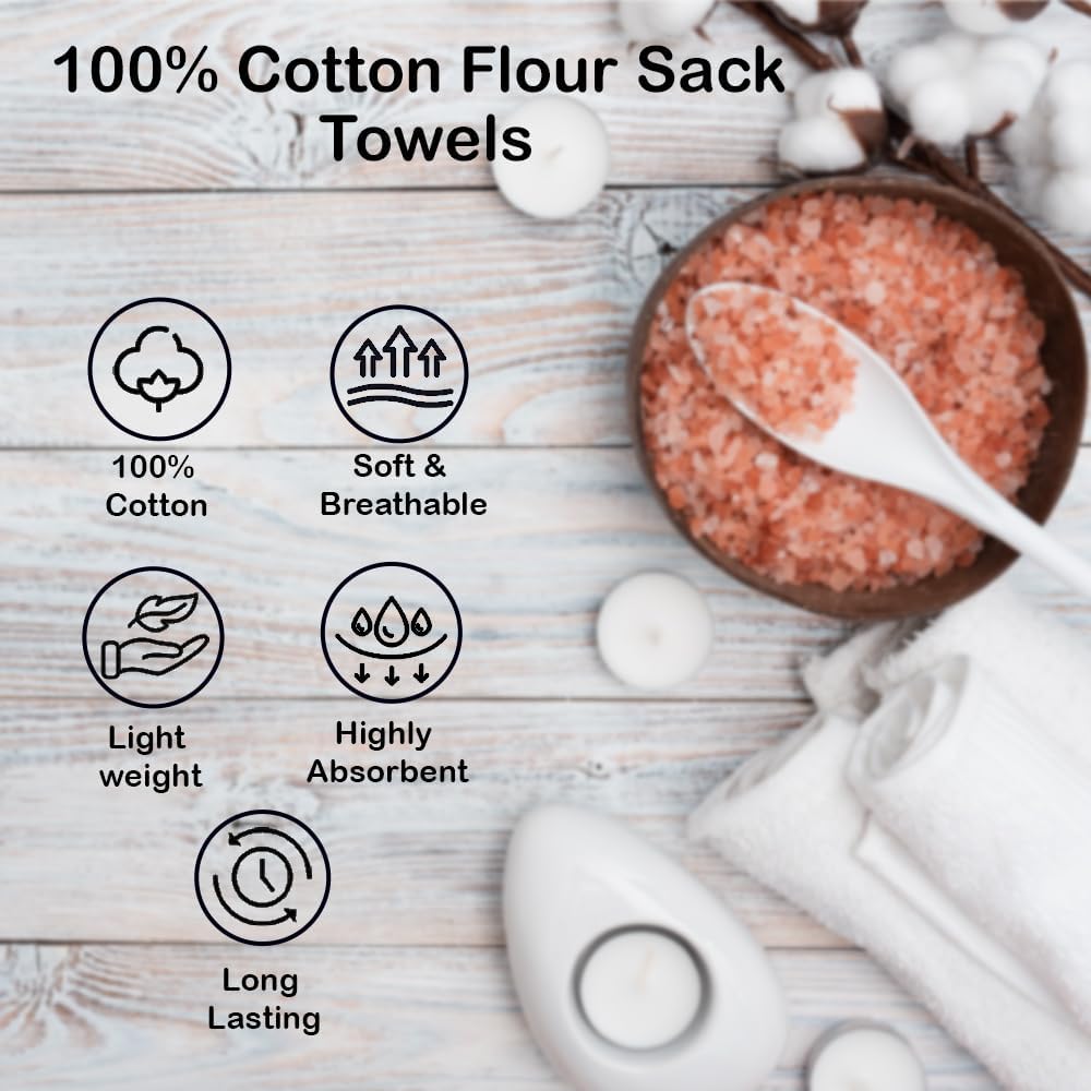 Candy Cottons Harina Sack – Paño de cocina  Toalla de cocina en blanco, impresión bordada, manualidades, paños de pañales para bebés, funda de lino