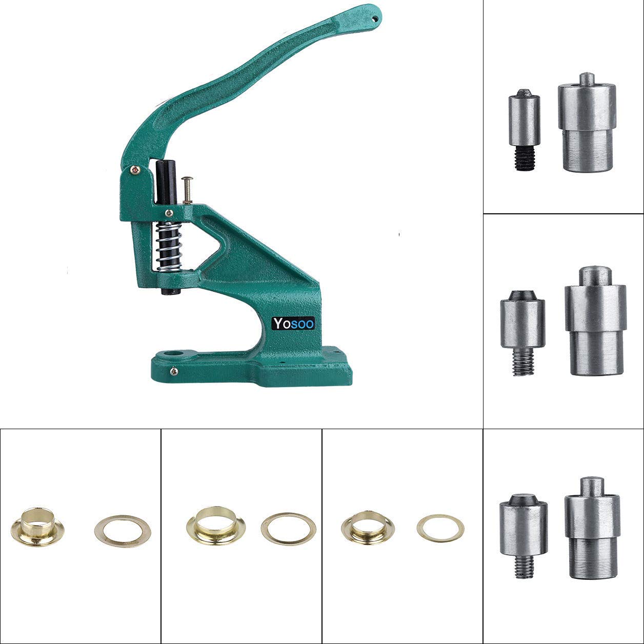 Máquina de ojales de prensa manual, kit de herramientas industriales resistentes para ojales de montaje en mesa, remaches, herramienta perforadora