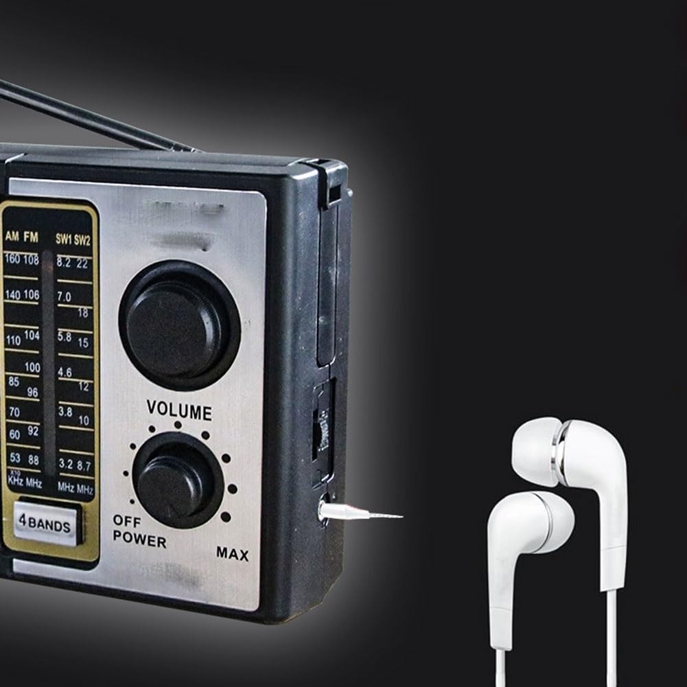 Radio meteorológica AMFMTVSW Radio meteorológica 5 bandas Altavoz de radio meteorológica alimentada por batería para ancianos Tarjeta de soporte