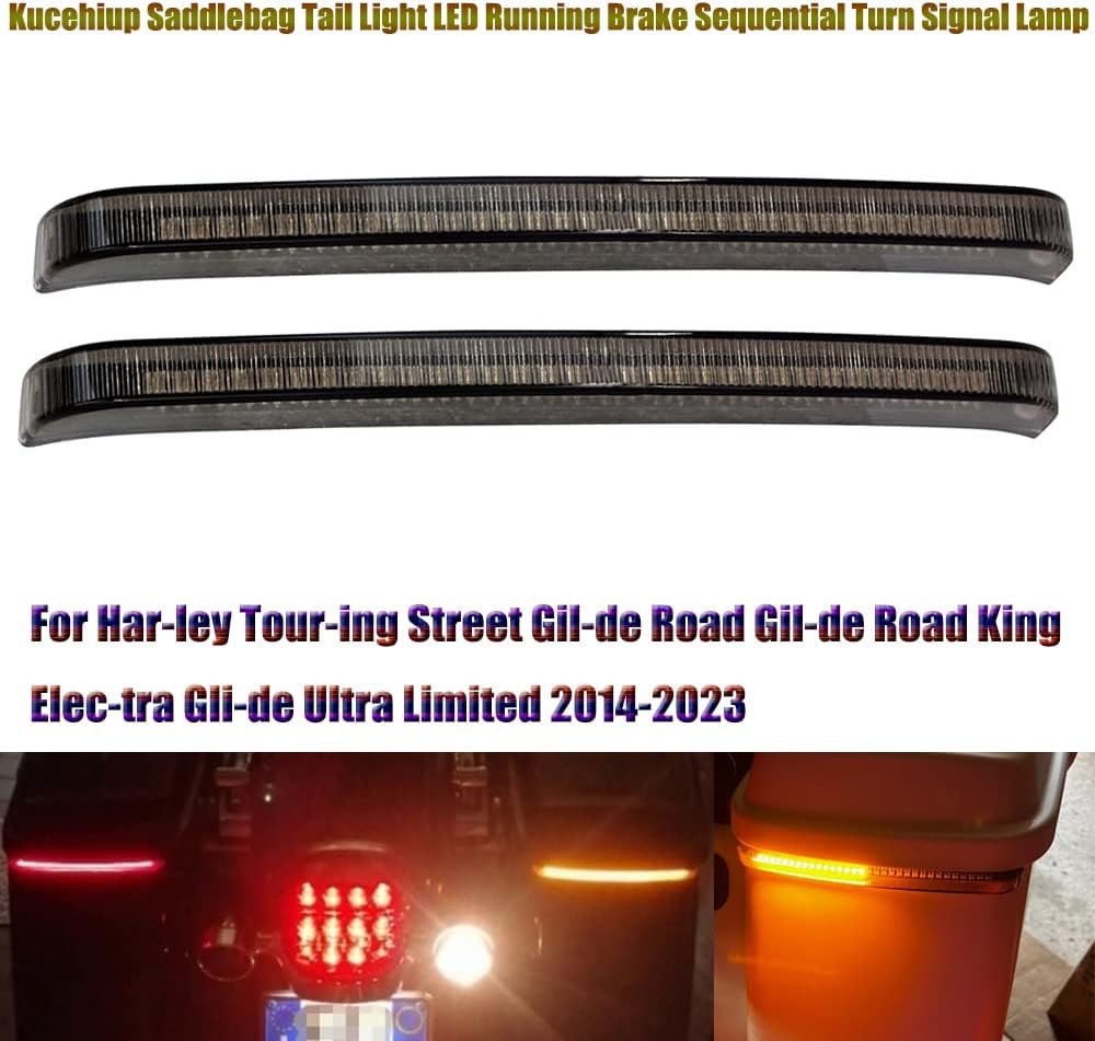 Saddlebag – Luz trasera de 32 luces LED, luz de señal de giro secuencial para Har-ley Tour-ing Street Gil-de Road Gil-de Road K-ing Elec-tra Gli-de
