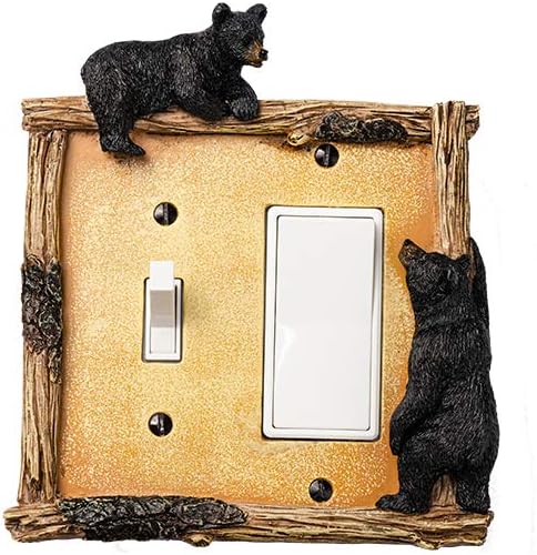 Bear – Cubierta eléctrica para interruptor de placa de interruptor de 2 osos, cubierta combinada de placa de interruptor de pared (combo de palanca