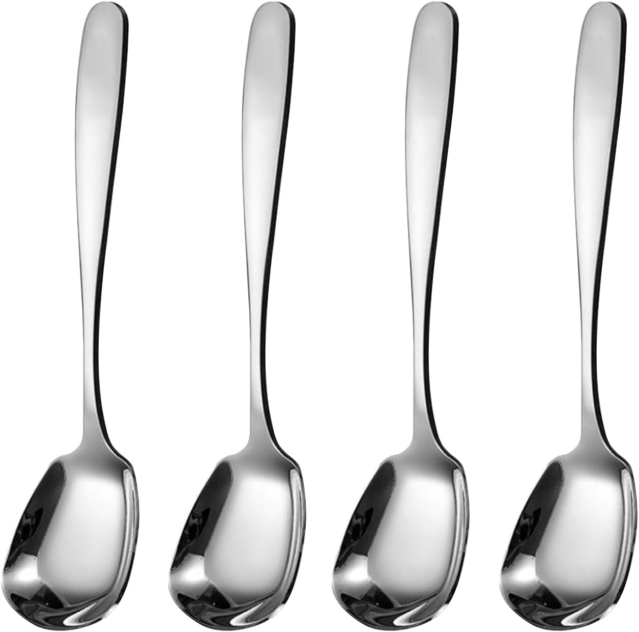 Cucharas de cabeza cuadrada, cuchara de azúcar cuadrada de estilo coreano, cucharas de sopa gruesas de acero inoxidable pesado, cucharas de mesa,