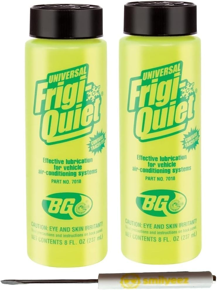 Smilyeez Listado de BG Frigi-Quiet AC Compressor Oil with Dye PN 7018 AC Compressor Oil & Dye Combo (2 botellas) con destornillador de bolsillo