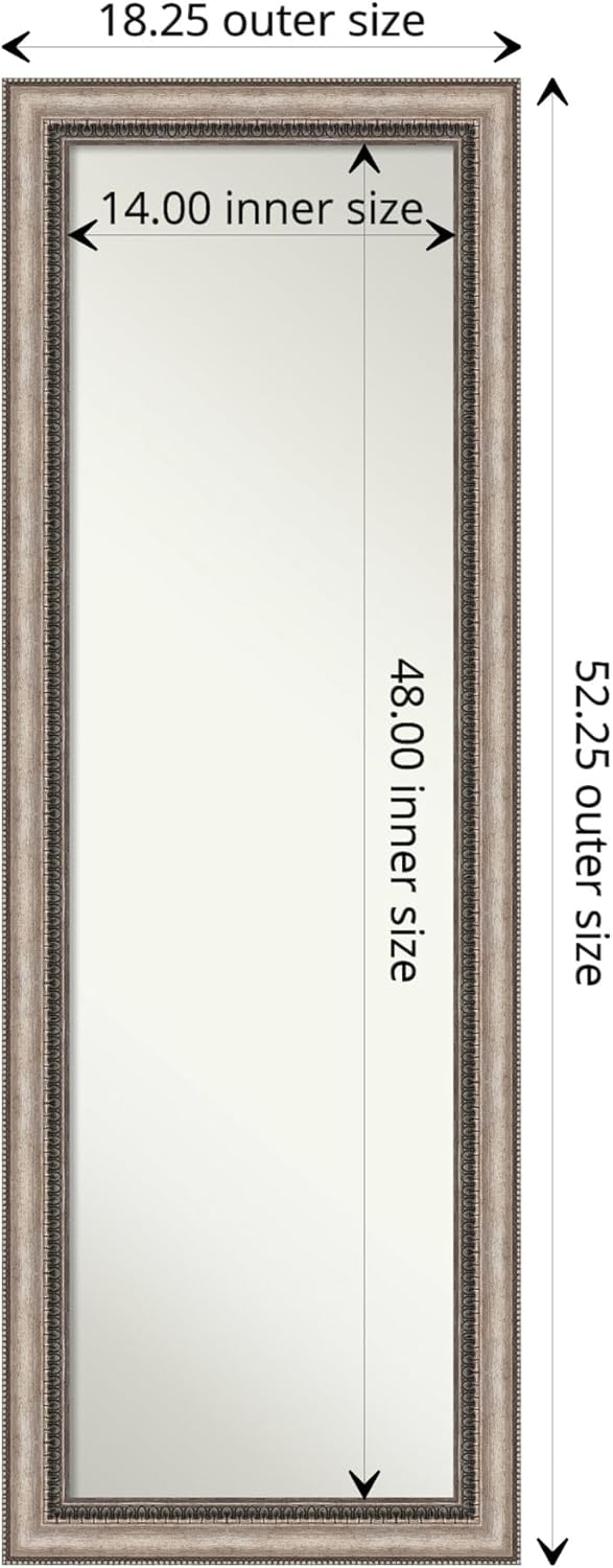 Amanti Art Espejo de pared para puerta, espejo de cuerpo completo (52.25 x 18.25 pulgadas), espejo de cuerpo completo plateado adornado Lyla y