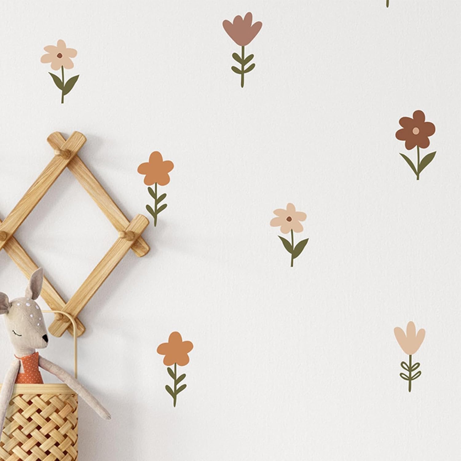 Calcomanías de pared de flores bohemias, calcomanías de pared extraíbles para dormitorio de niñas, decoración de pared floral bohemia para