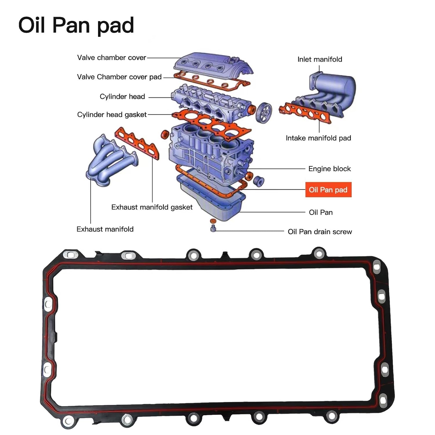 Oil Pan Gasket Set OS30725R, 3L3Z6710AA, OS32517, OS21013 for 2010 Ford F-150 Lariat Extended Cab Pickup 4-Door