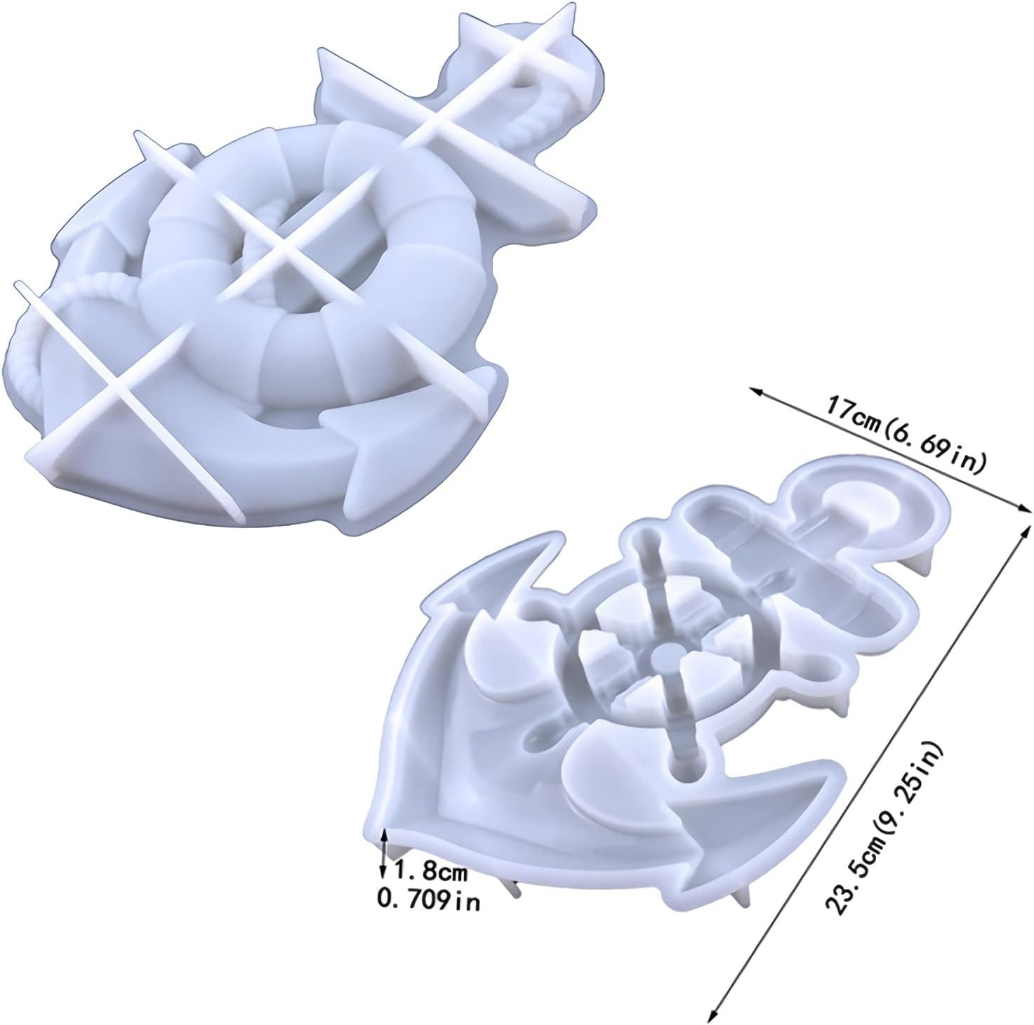 Moldes de resina de anclaje, moldes de silicona para anclajes de barco con timón, moldes de silicona epoxi de resina 3D para decoración de colgar en