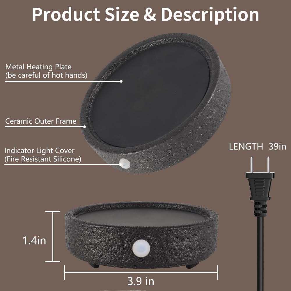 Calentador de taza de café, calentador de café eléctrico para escritorio con apagado automático, 3 ajustes de temperatura, calentador inteligente de