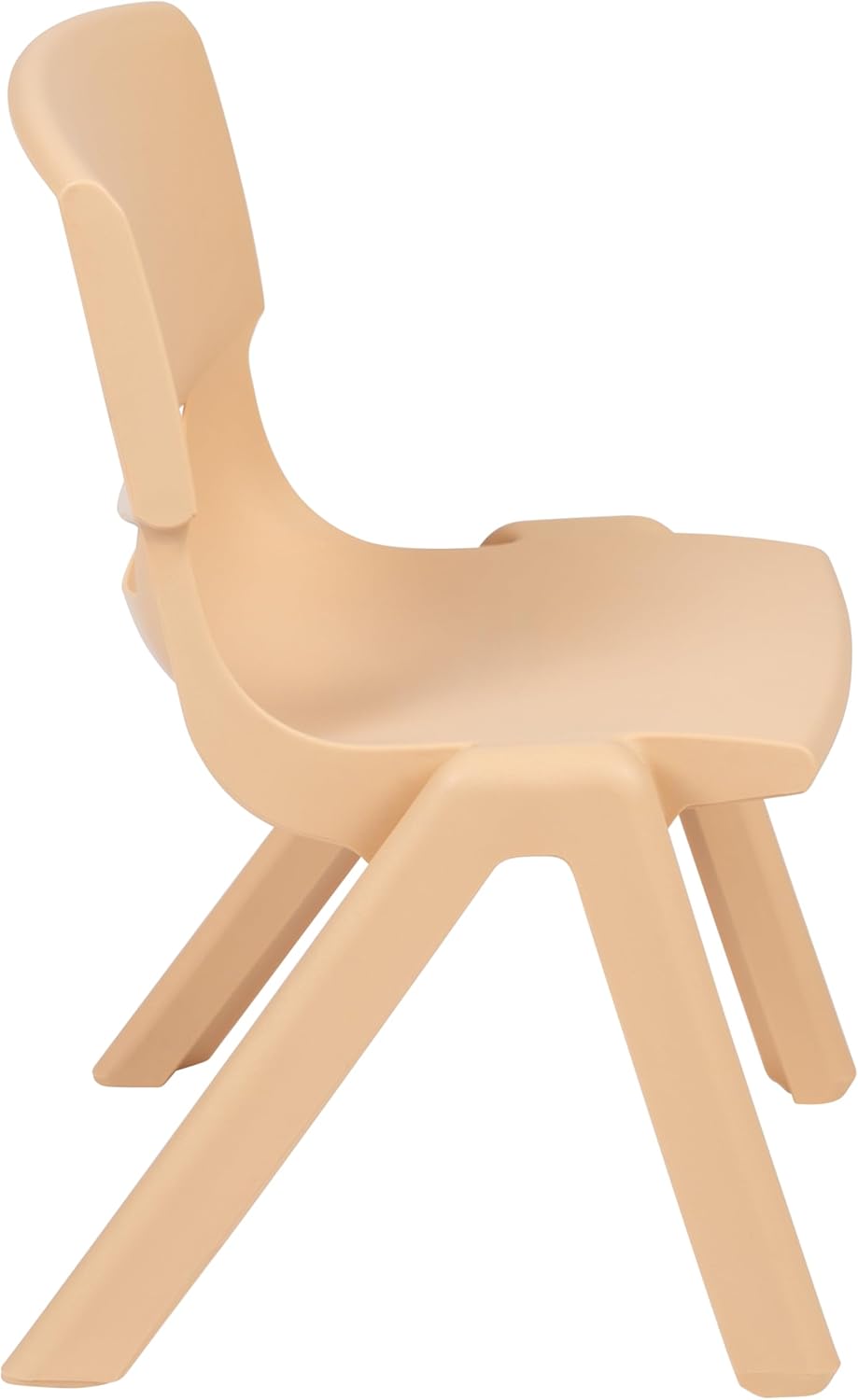 EMMA + OLIVER Paquete de 4 sillas escolares apilables de plástico natural con asiento de 10.5 pulgadas de alto, silla preescolar
