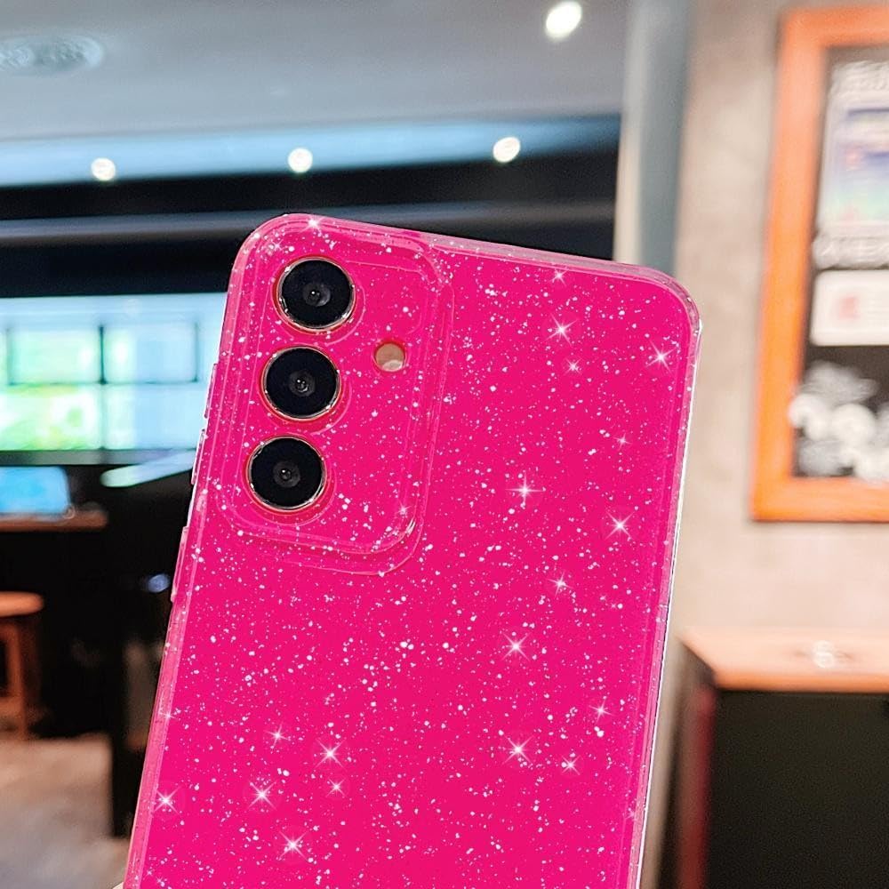 Finyosee Funda compatible con Samsung Galaxy S23 FE 5G, bonito color neón brillante, con purpurina, delgada, delgada, a prueba de golpes, funda de