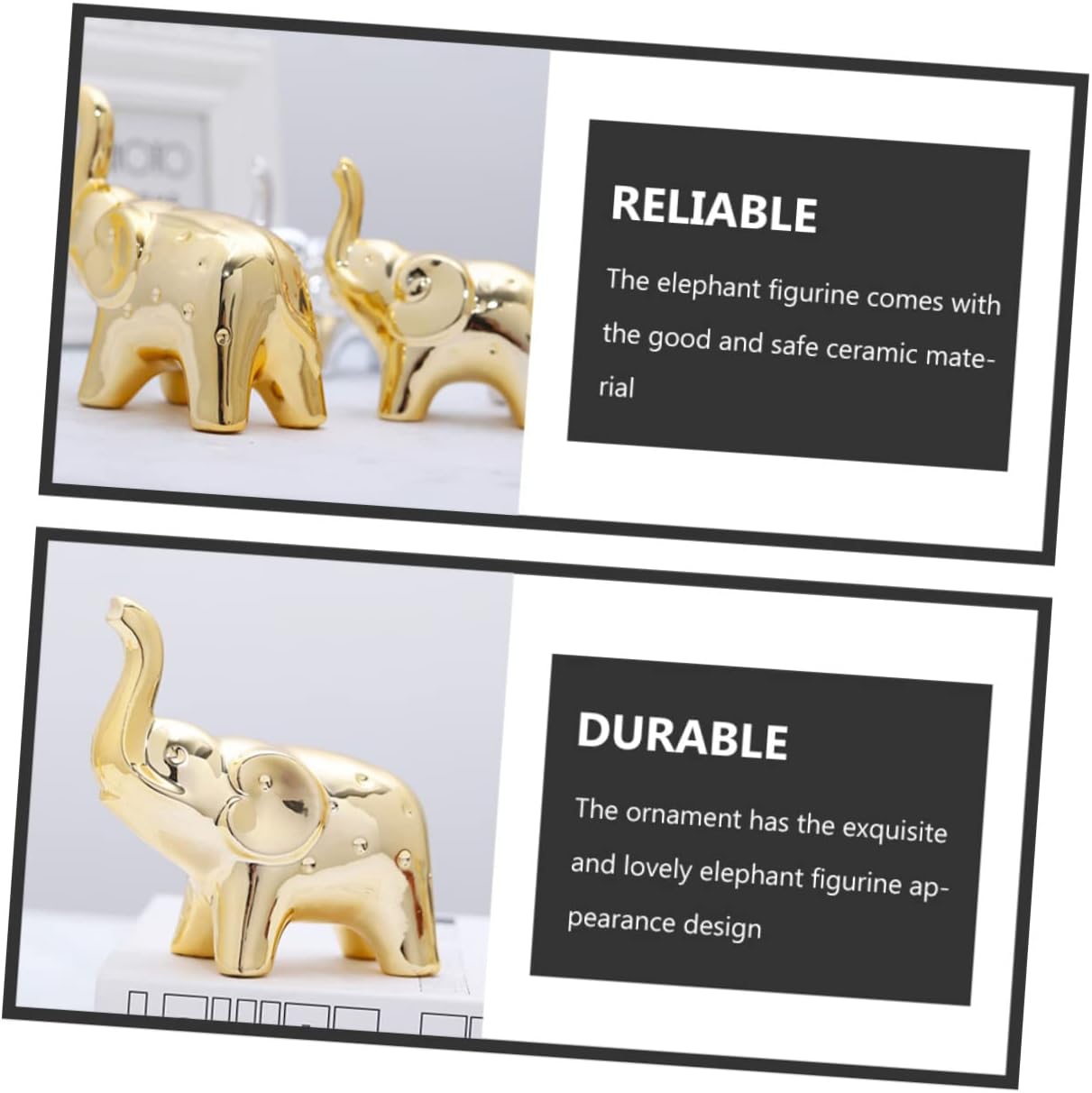 Abaodam 6 piezas de elefante bebé chapado en oro adorno elefante miniatura riqueza suerte estatua jardín elefante estatua fantasma elefante salvaje