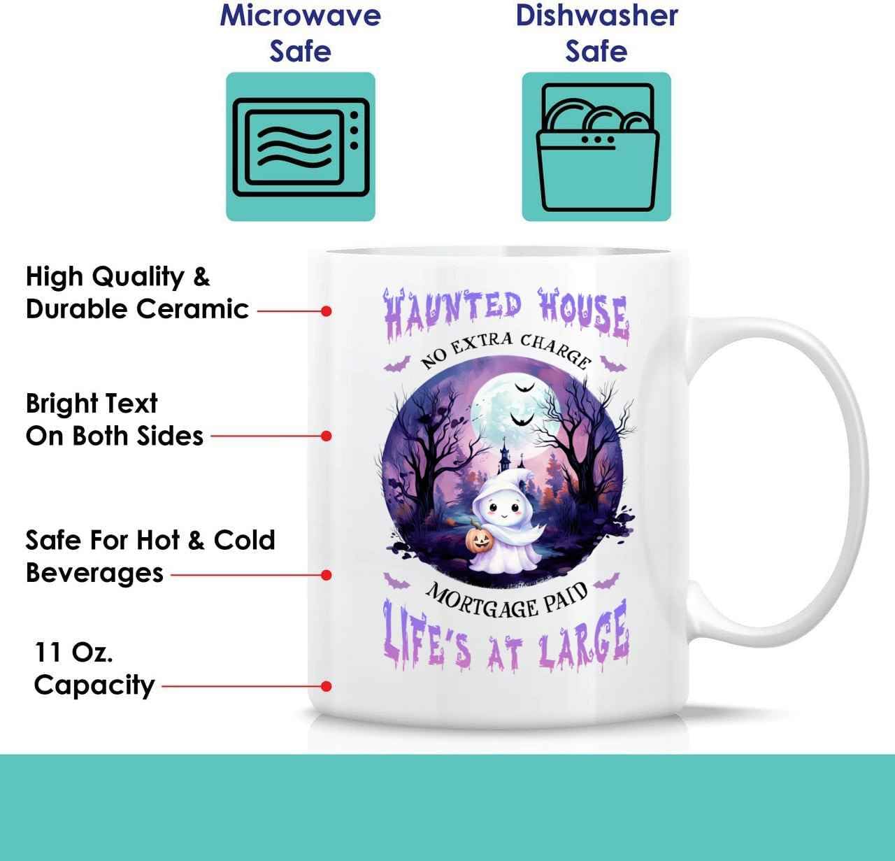 Funny Gift Unique Halloween Home Decor Gift For Ghost Hunters, Haunted House Lovers And Risk Takers- No Extra Charge Mortgage Paid Life’s At Large-