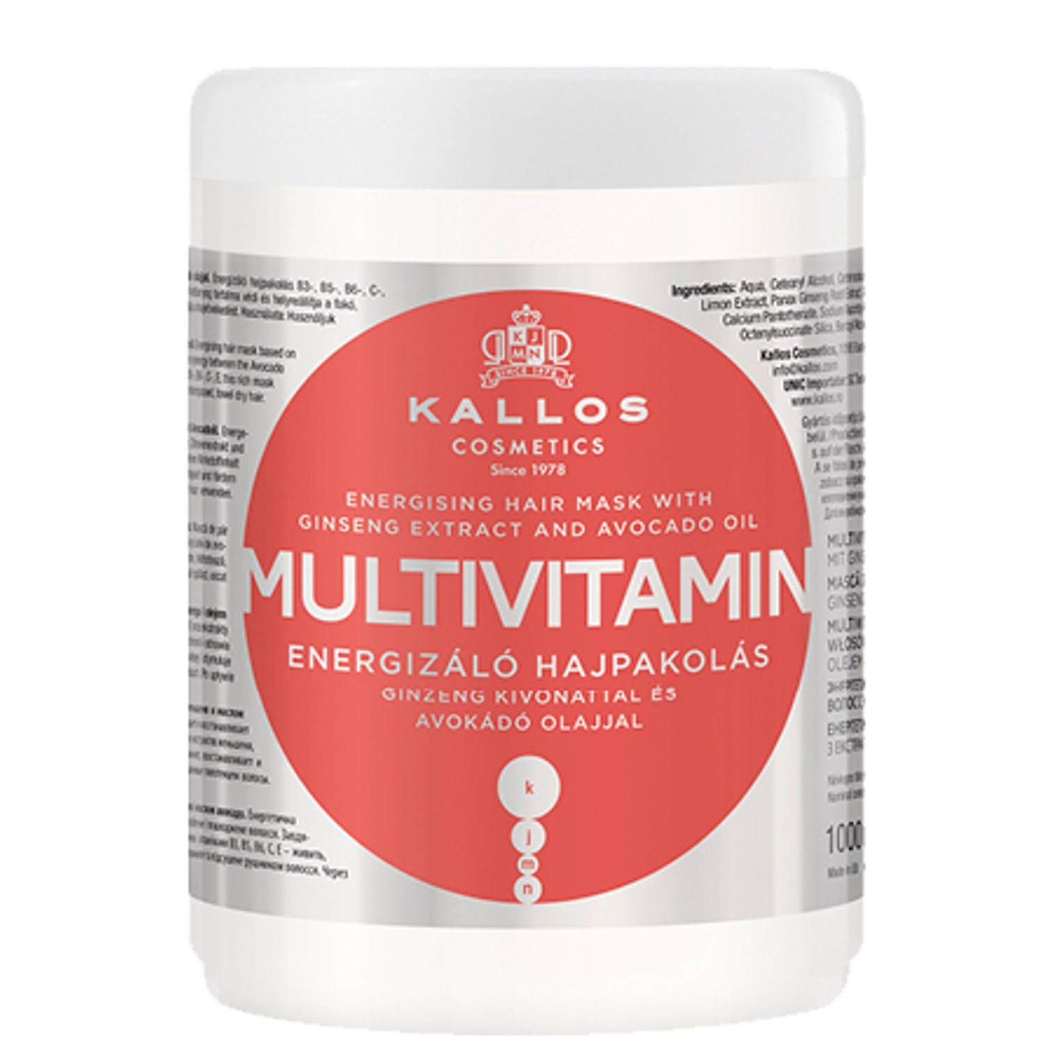 Kallos Mascarilla capilar multivitamínica, blanca, 33.8 fl oz