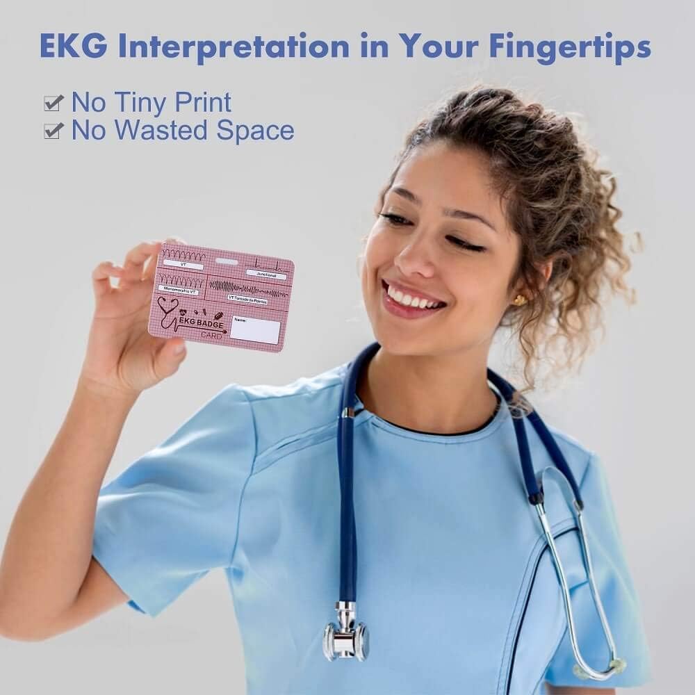 EKG – Juego de 3 tarjetas de identificación cardíaca, tarjeta de identificación Stemi, tarjeta de interpretación de telemetría de ECG, amigo de