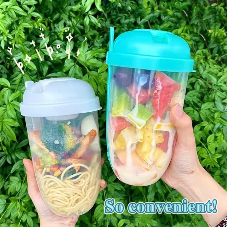 Fresh Salad to Go – Juego de recipientes para ensalada con tenedor y soporte para aderezo de ensalada, recipiente de ensalada saludable, desayuno de