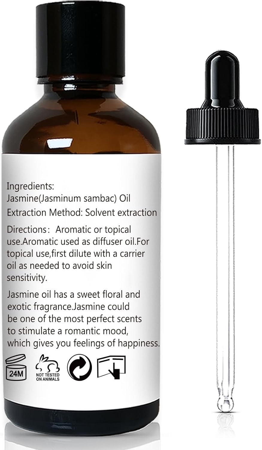 Aceite esencial de jazmín, aceite aromático para jabón, bolas de secador, difusores, lavandería, sales de baño, 1 onza