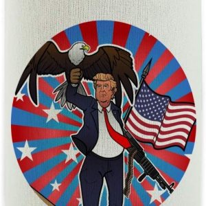 Patriótico Donald Trump con águila bandera estadounidense enfriador de latas – Funda aislante plegable para bebidas – Soporte aislado para bebidas Patriótico Donald Trump con águila bandera estadounidense enfriador de latas – Funda aislante plegable para bebidas – Soporte aislado para bebidas