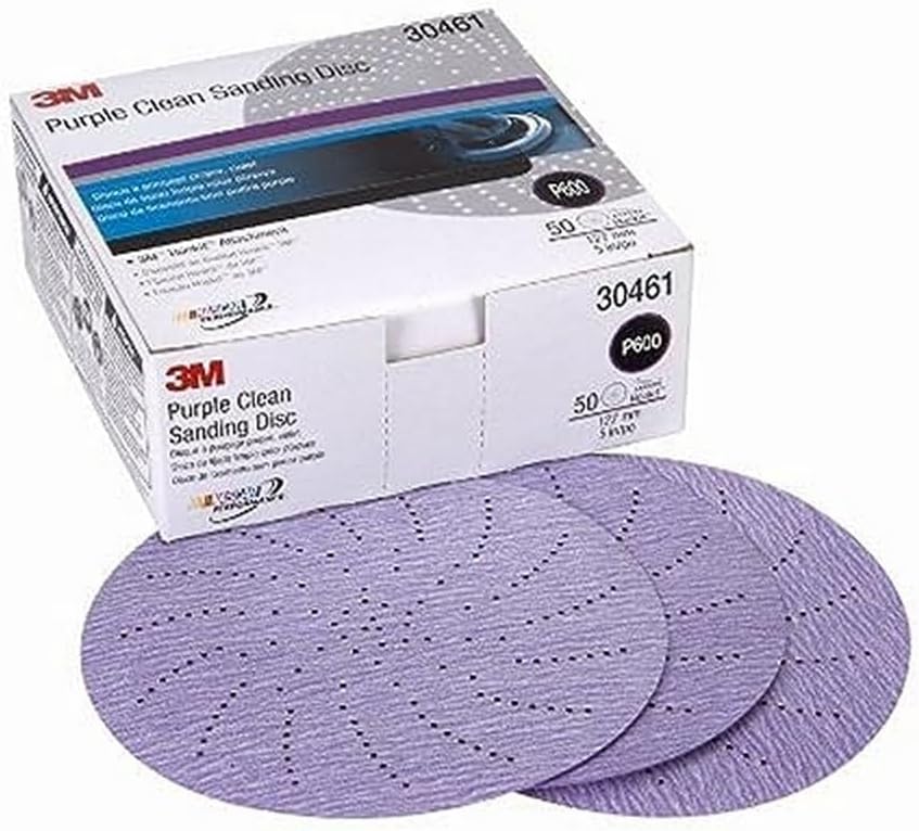 3M Hookit Purple Clean – Disco de lijado (5 pulgadas), P600, 50 discos por caja